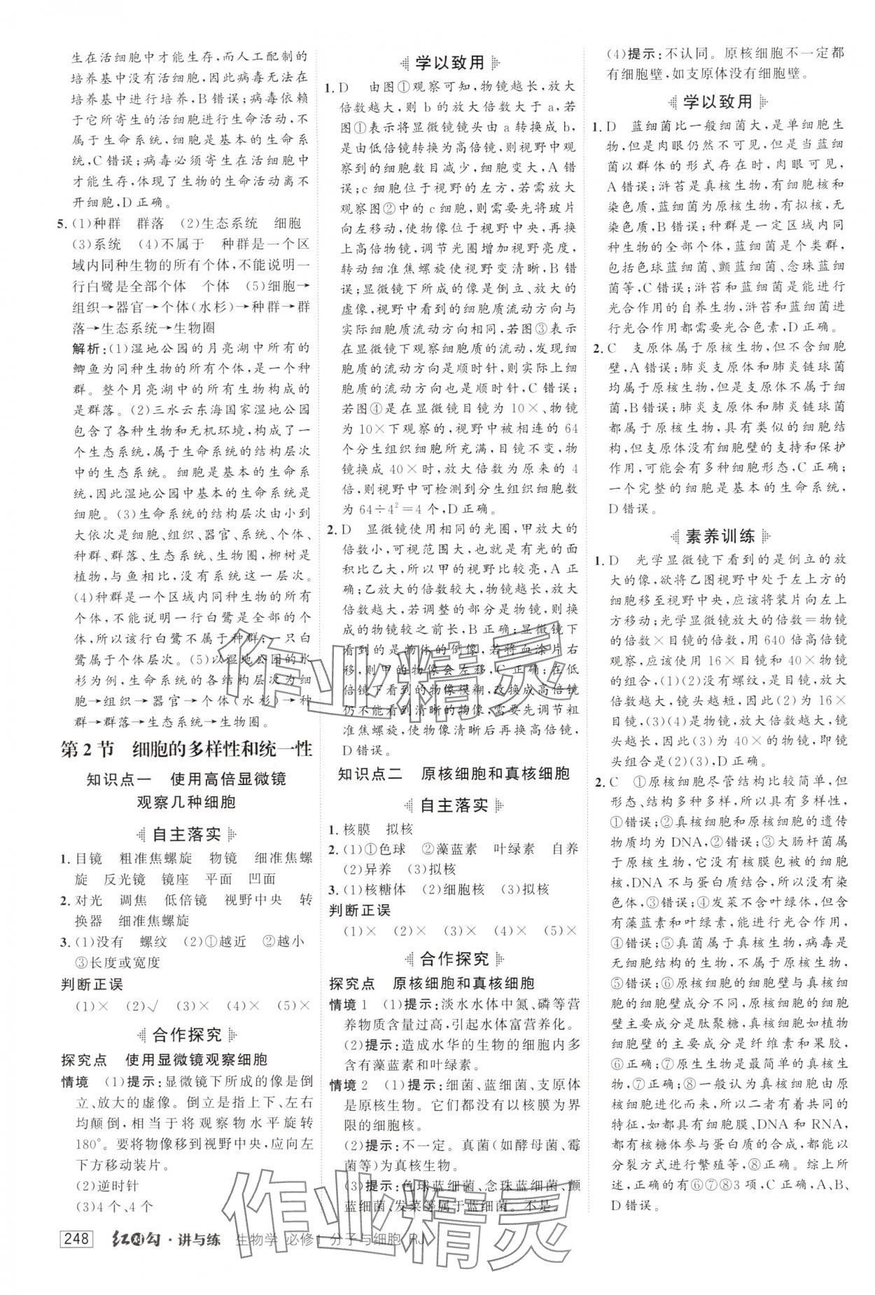 2024年紅對(duì)勾講與練高中生物必修1人教版 第2頁(yè)