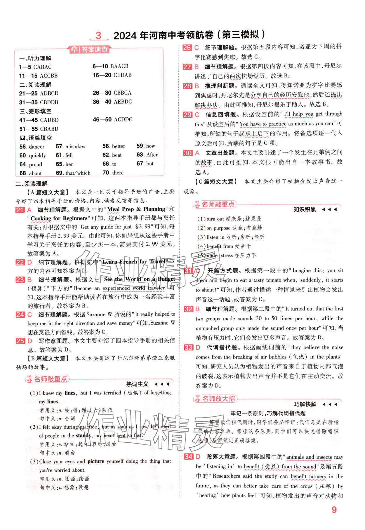 2024年金考卷百校聯盟系列中考領航卷英語河南專版 參考答案第8頁