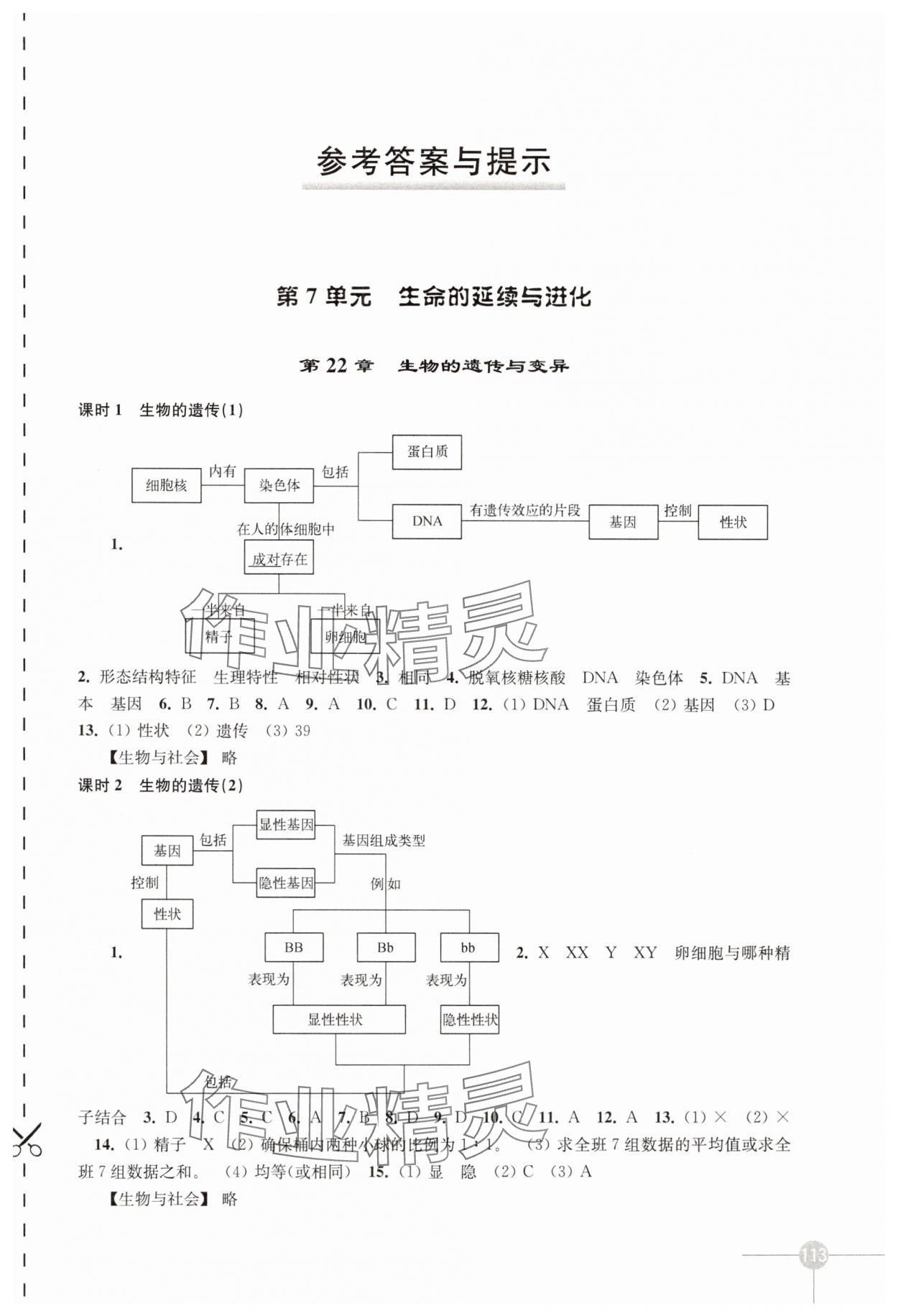 2025年课课练八年级生物下册苏科版 第1页