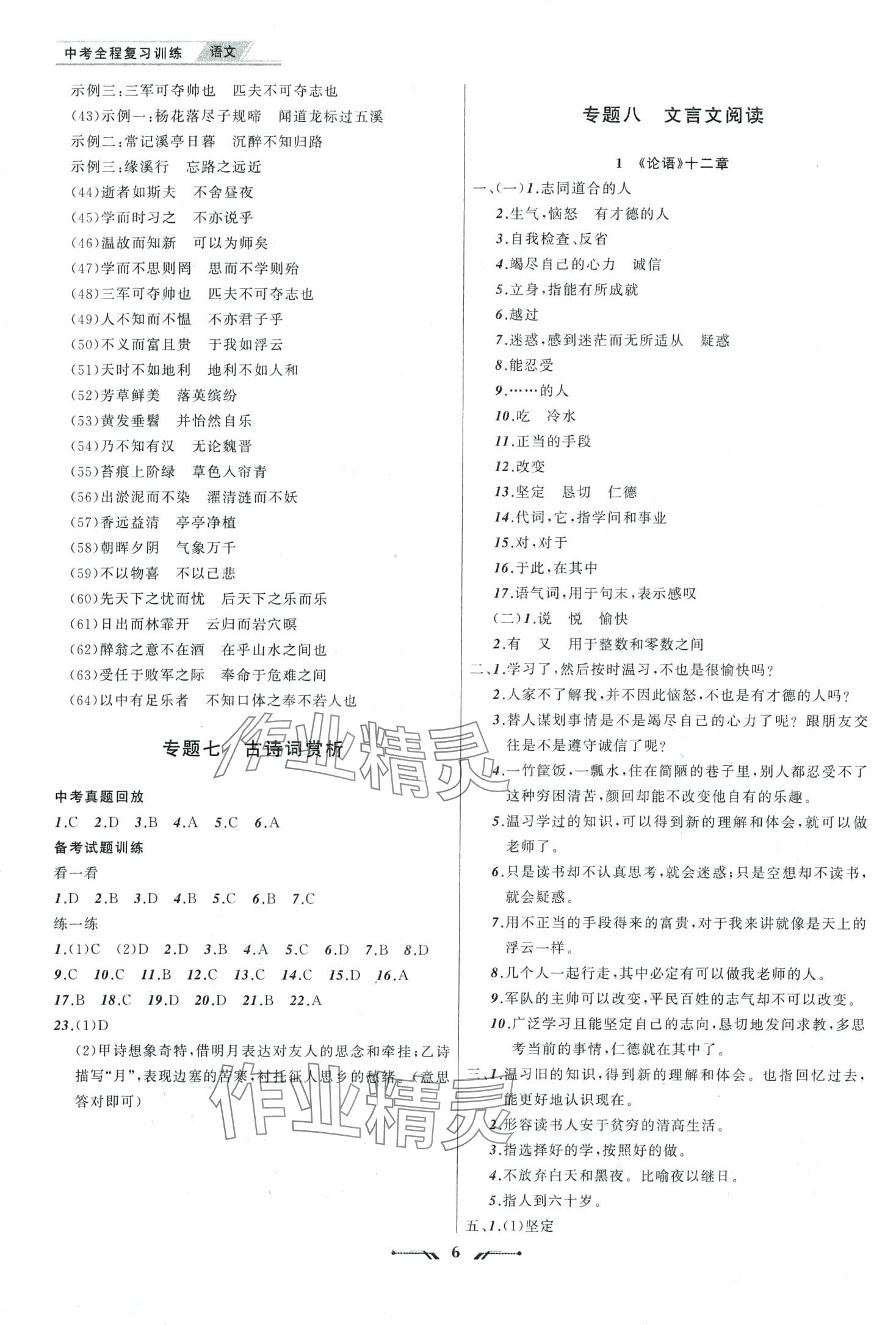 2024年中考全程復(fù)習(xí)訓(xùn)練語(yǔ)文中考 第6頁(yè)