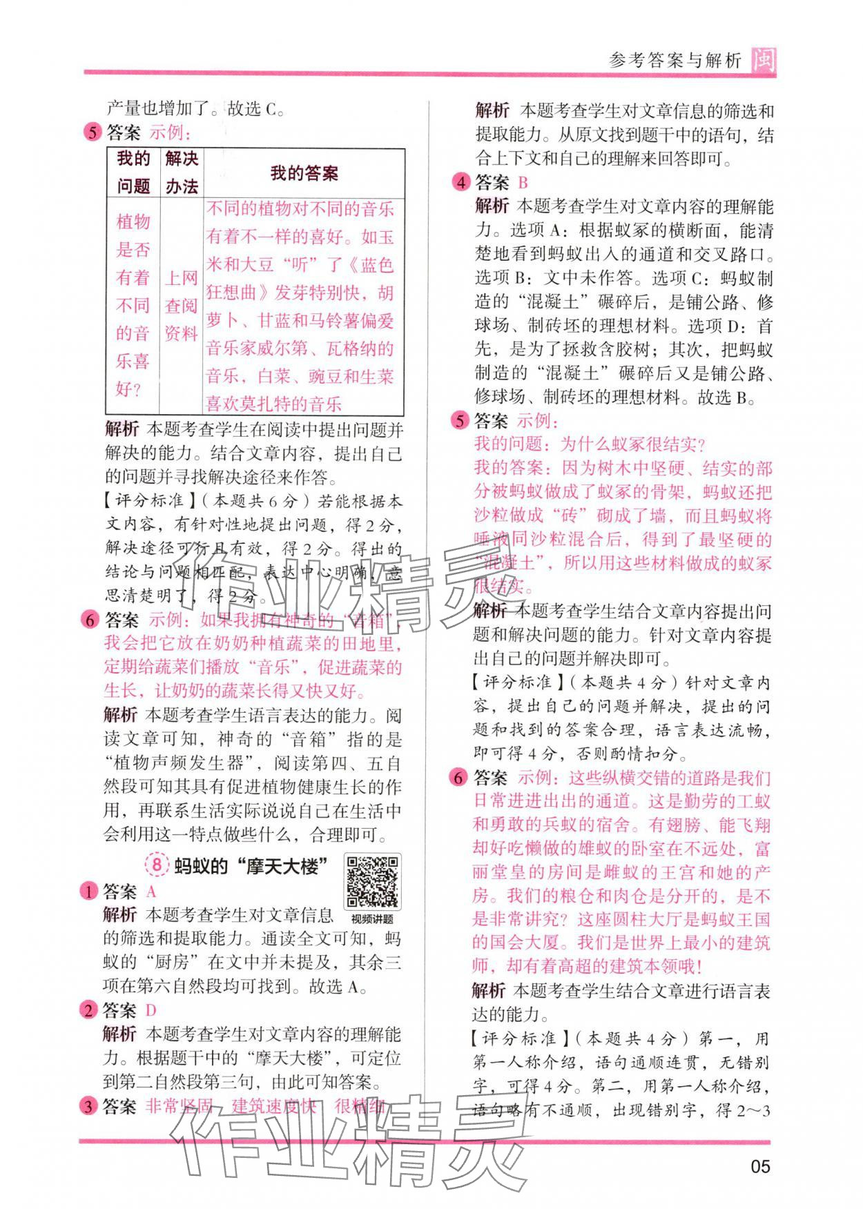2025年木頭馬閱讀力測(cè)評(píng)四年級(jí)語文發(fā)展篇B版福建專版 參考答案第5頁
