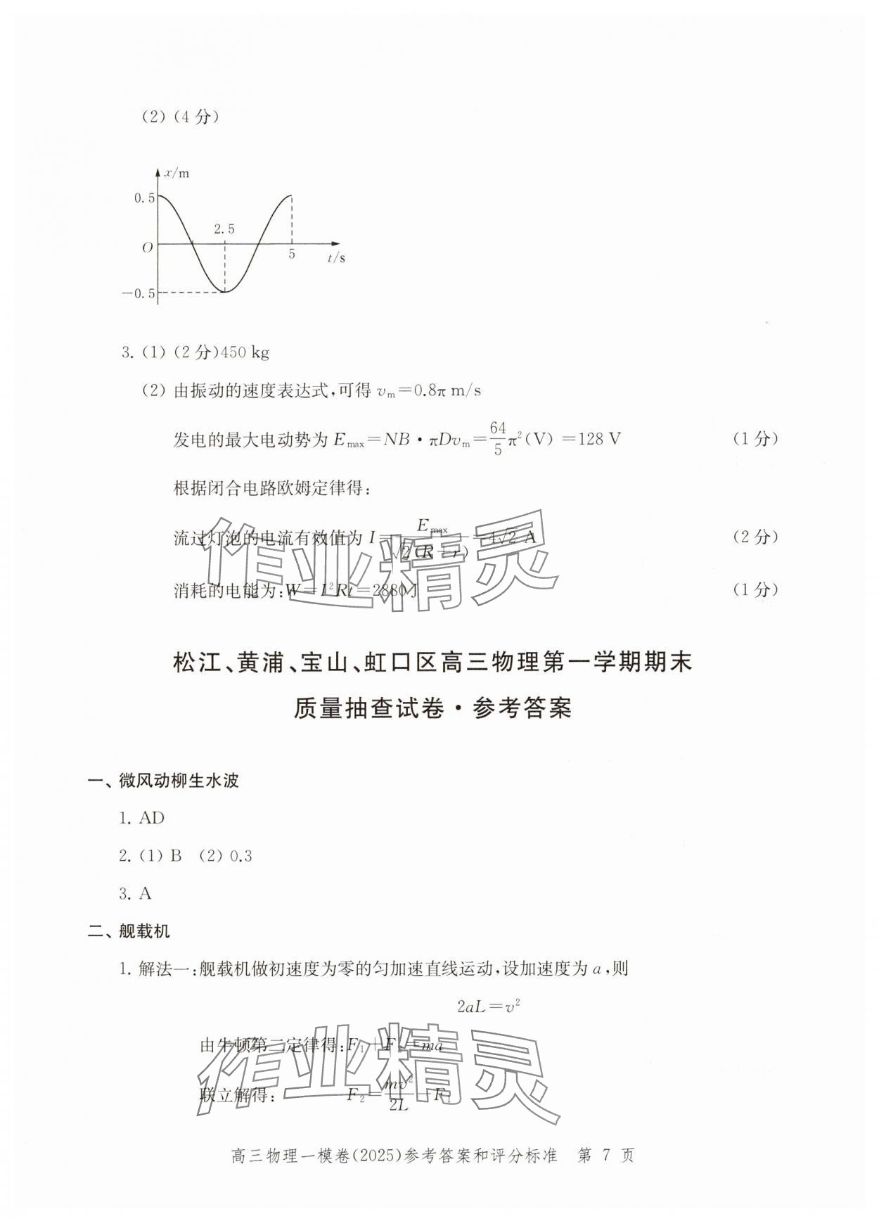 2025年文化課強化訓(xùn)練高考物理 參考答案第7頁