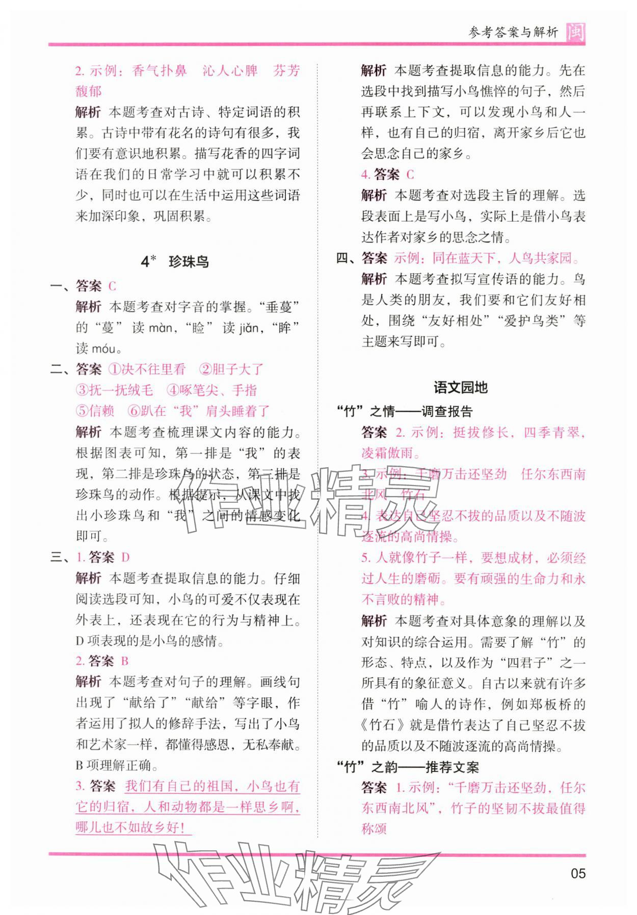 2024年木頭馬分層課課練五年級(jí)語(yǔ)文上冊(cè)人教版福建專(zhuān)版 參考答案第5頁(yè)