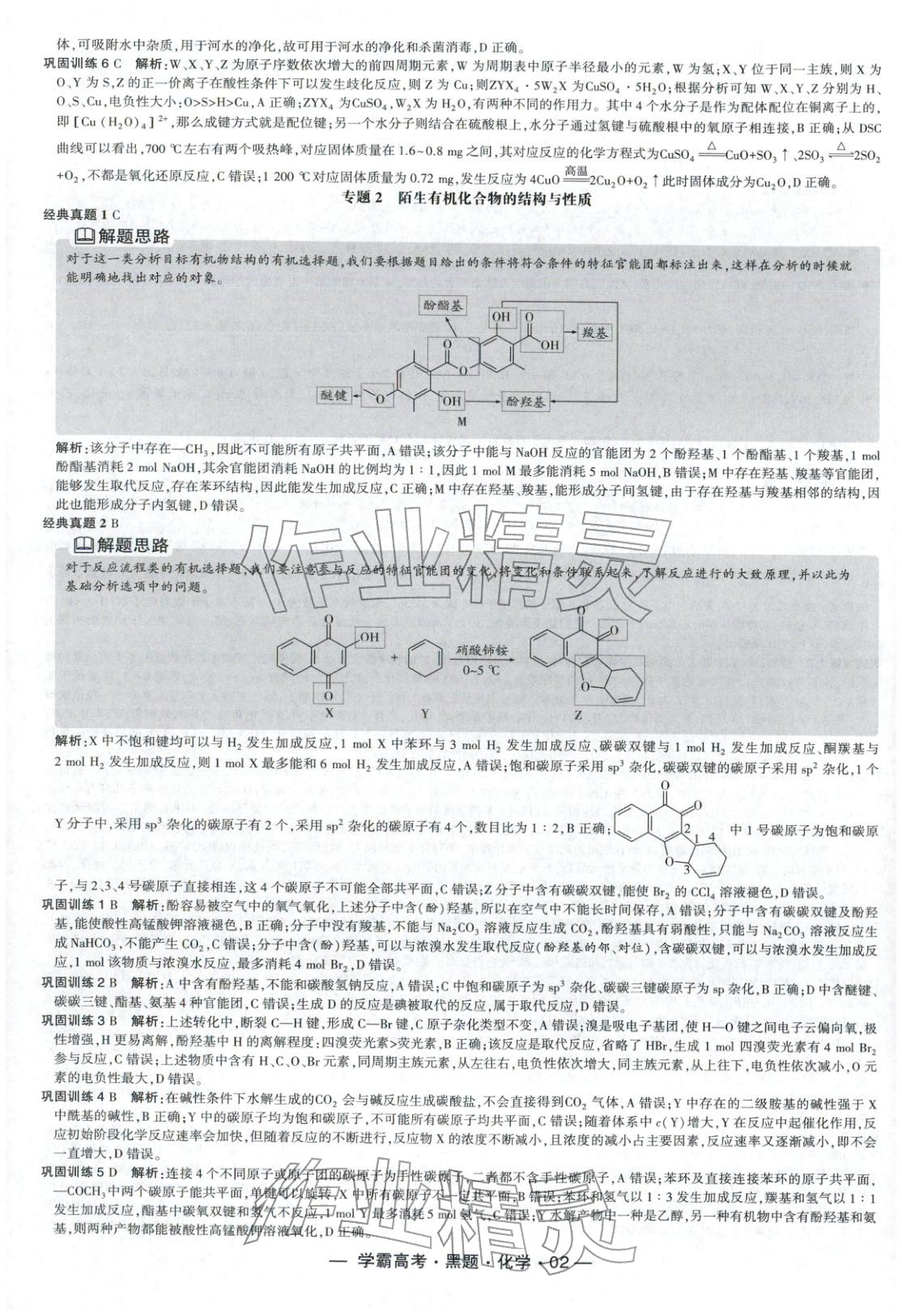 2025年学霸高考黑题化学人教版 参考答案第2页