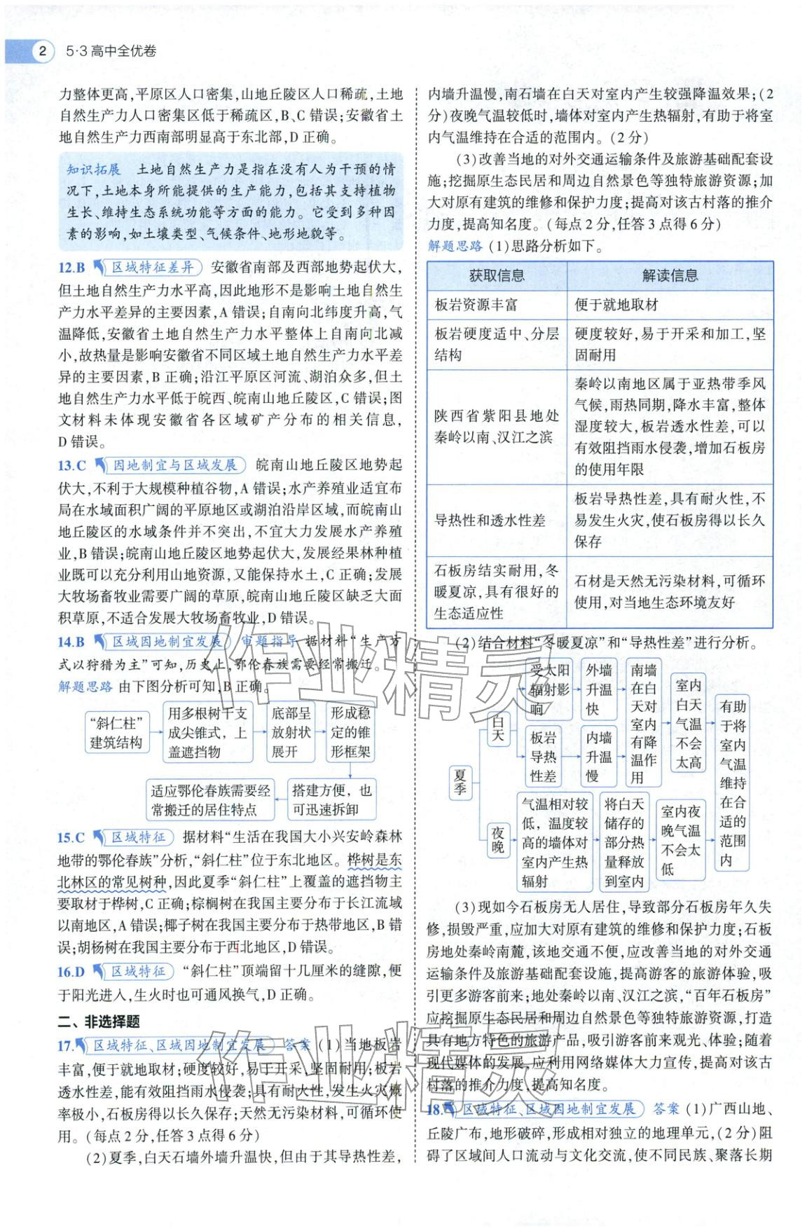 2025年53高中全优卷高中地理选择性必修第二册第三册人教版 参考答案第14页