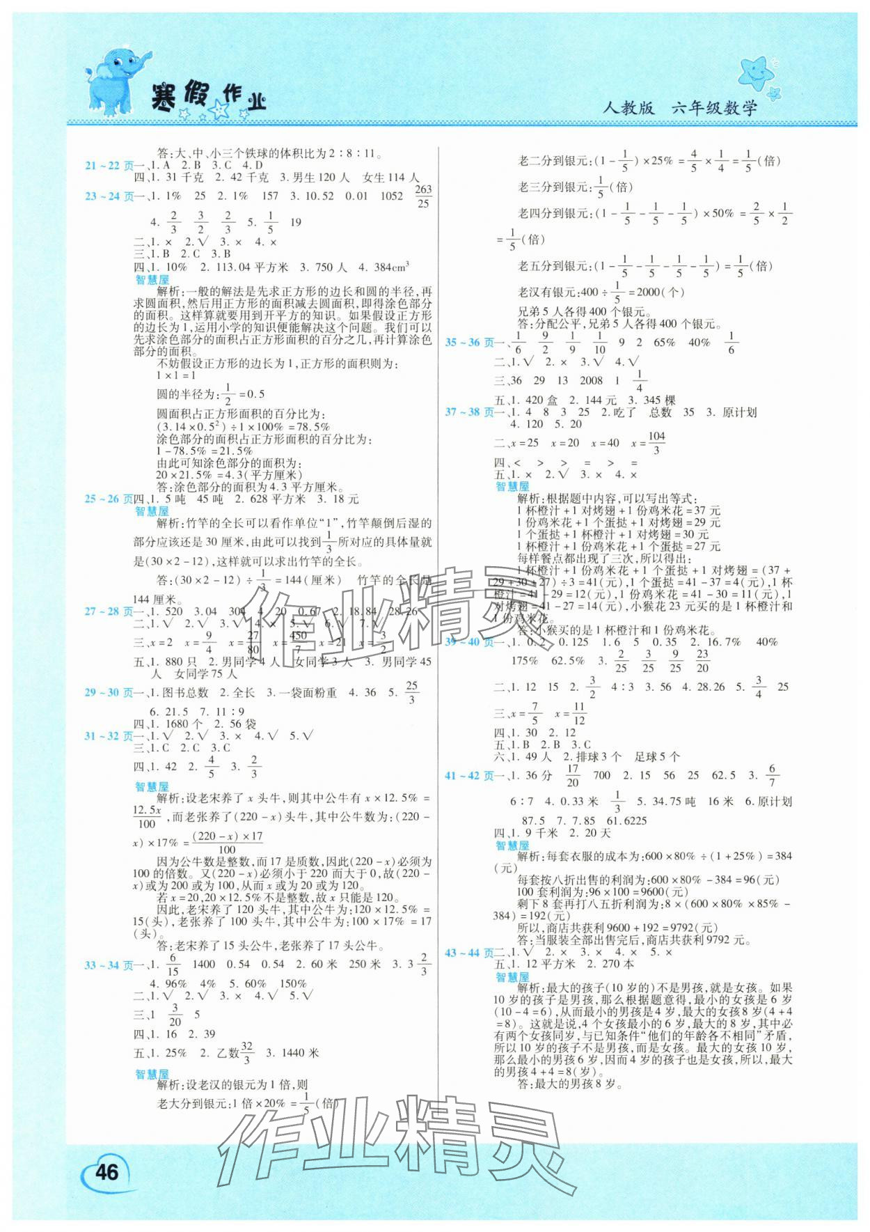 2025年新锐图书假期园地寒假作业六年级数学人教版 第2页