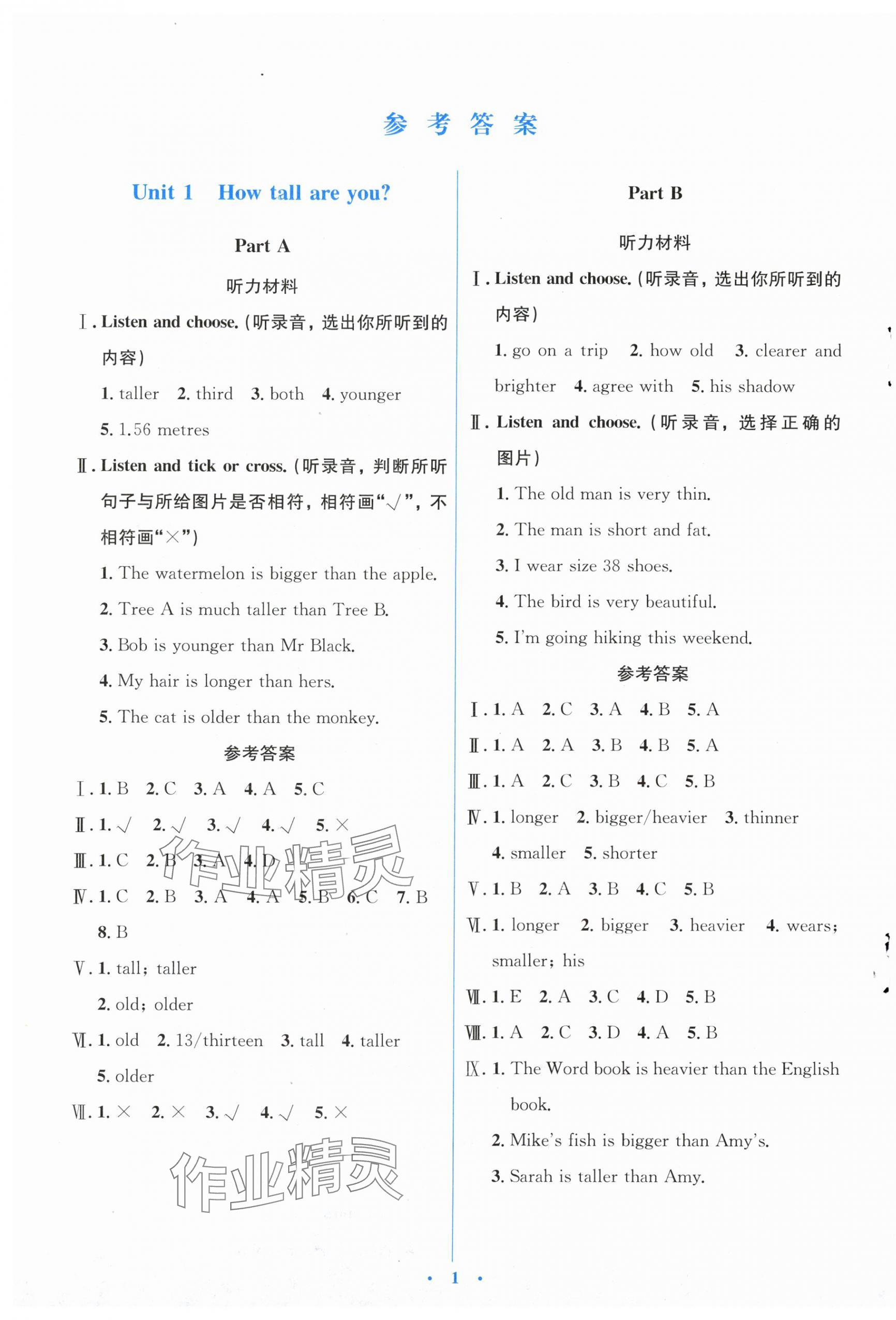 2024年人教金学典同步解析与测评学考练六年级英语下册人教版 第1页