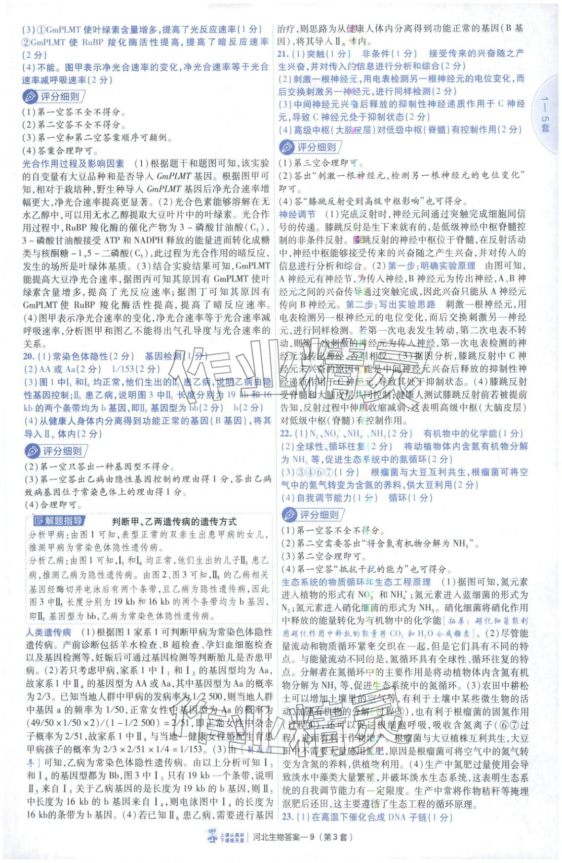 2026年金考卷優秀模擬試卷匯編45套高中生物河北專版 第9頁