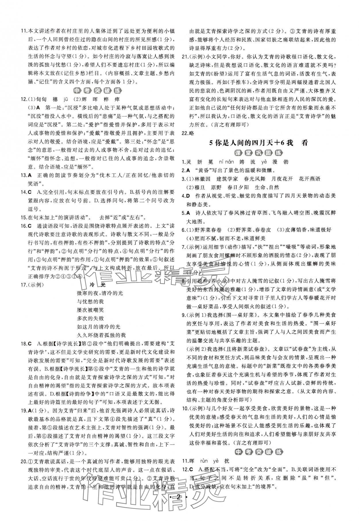 2025年一本同步训练九年级语文全一册人教版重庆专版 第2页