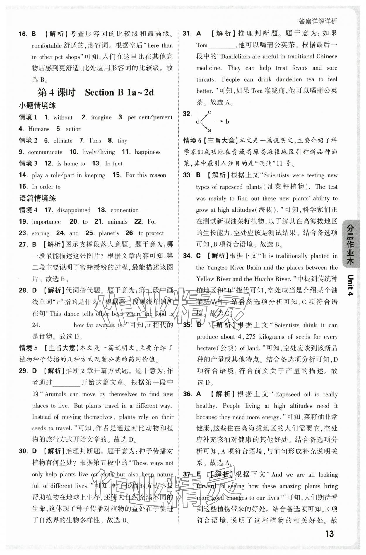 2025年萬唯中考情境題八年級英語上冊人教版&nbsp;參考答案第13頁