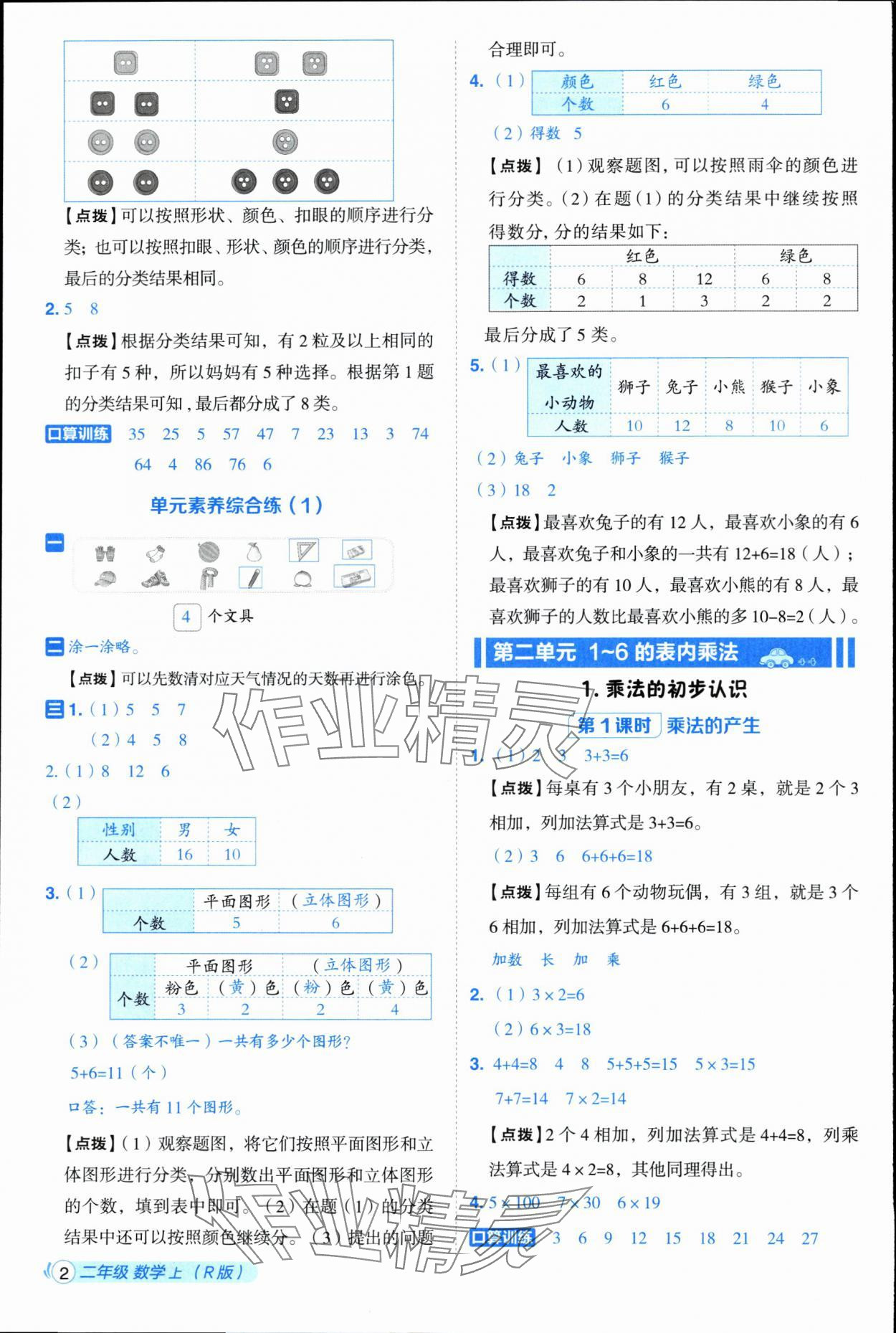 2025年综合应用创新题典中点二年级数学上册人教版浙江专版 参考答案第2页