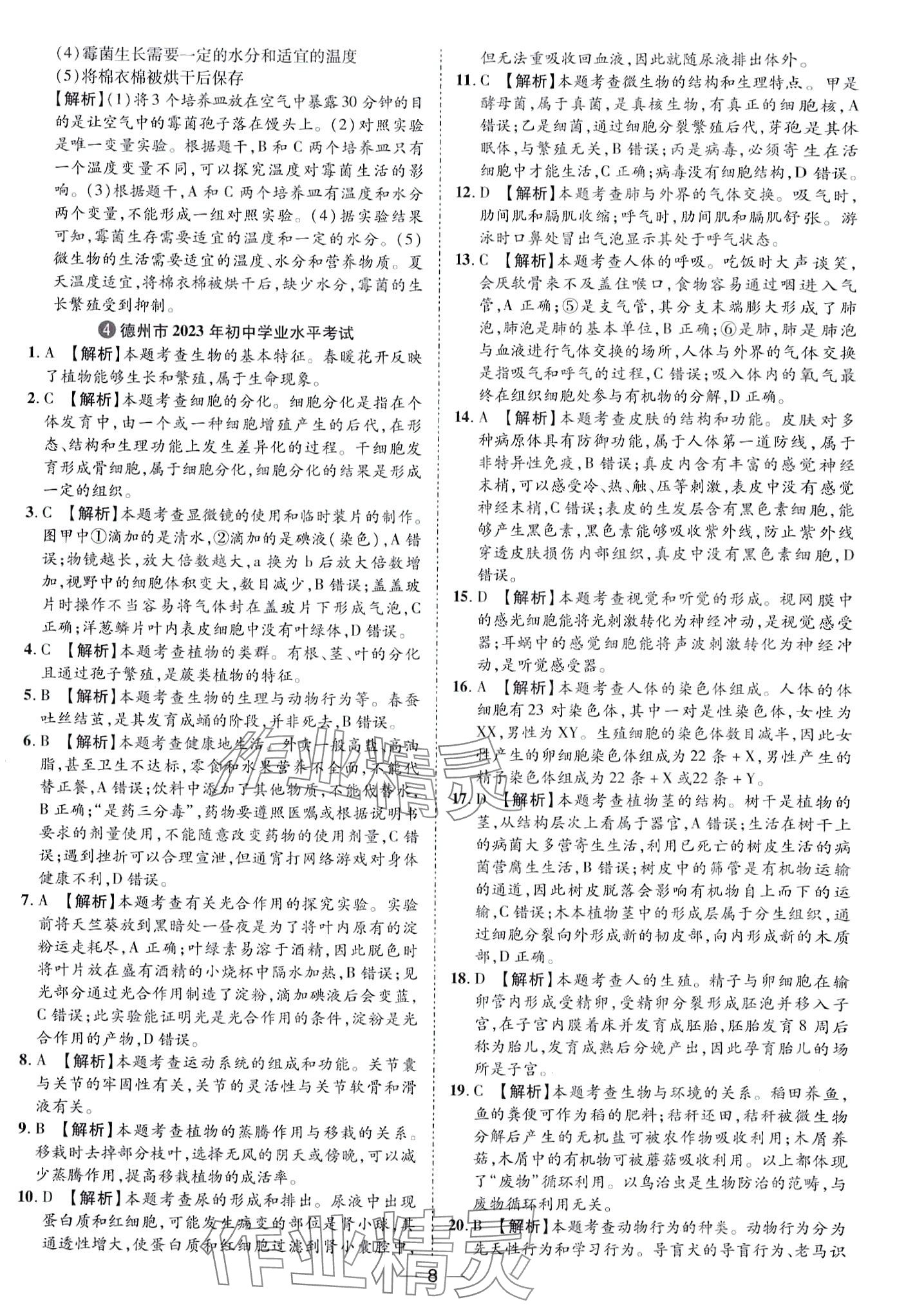 2024年鲁人泰斗中考必备中考试题汇编生物中考&nbsp;第8页