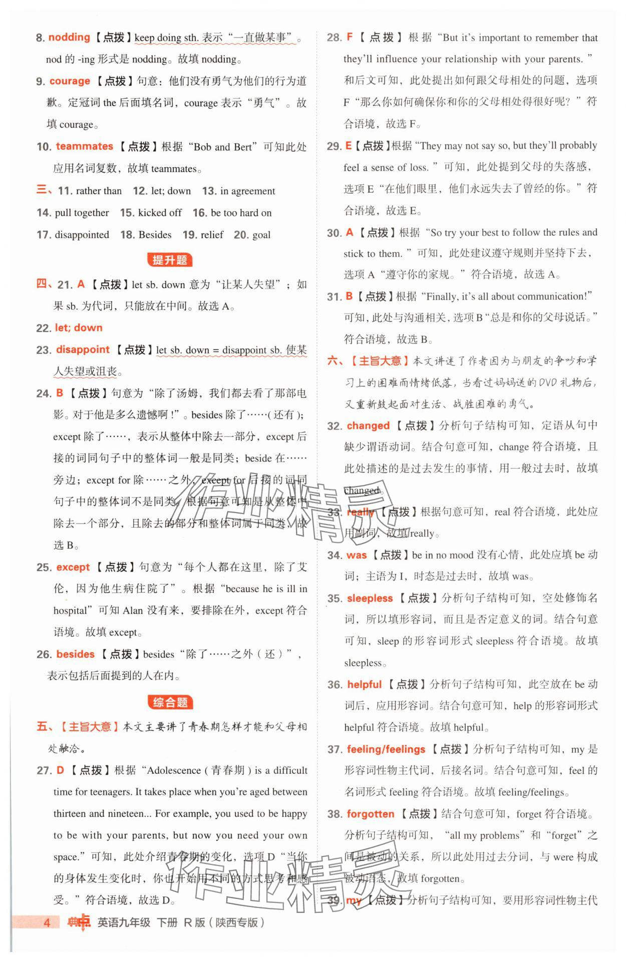 2025年综合应用创新题典中点九年级英语下册人教版陕西专版 参考答案第4页