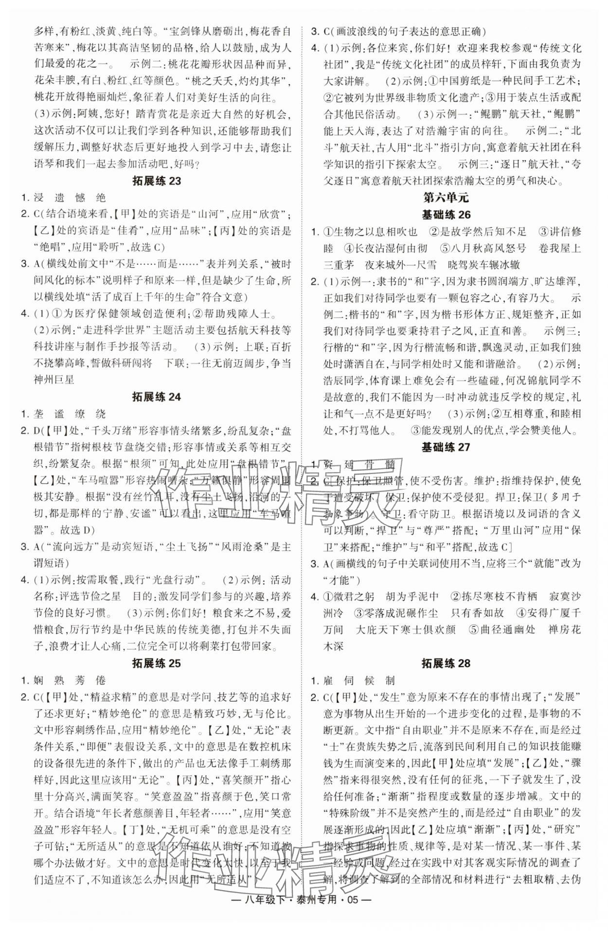 2024年學(xué)霸組合訓(xùn)練八年級(jí)語(yǔ)文下冊(cè)人教版泰州專版 第5頁(yè)