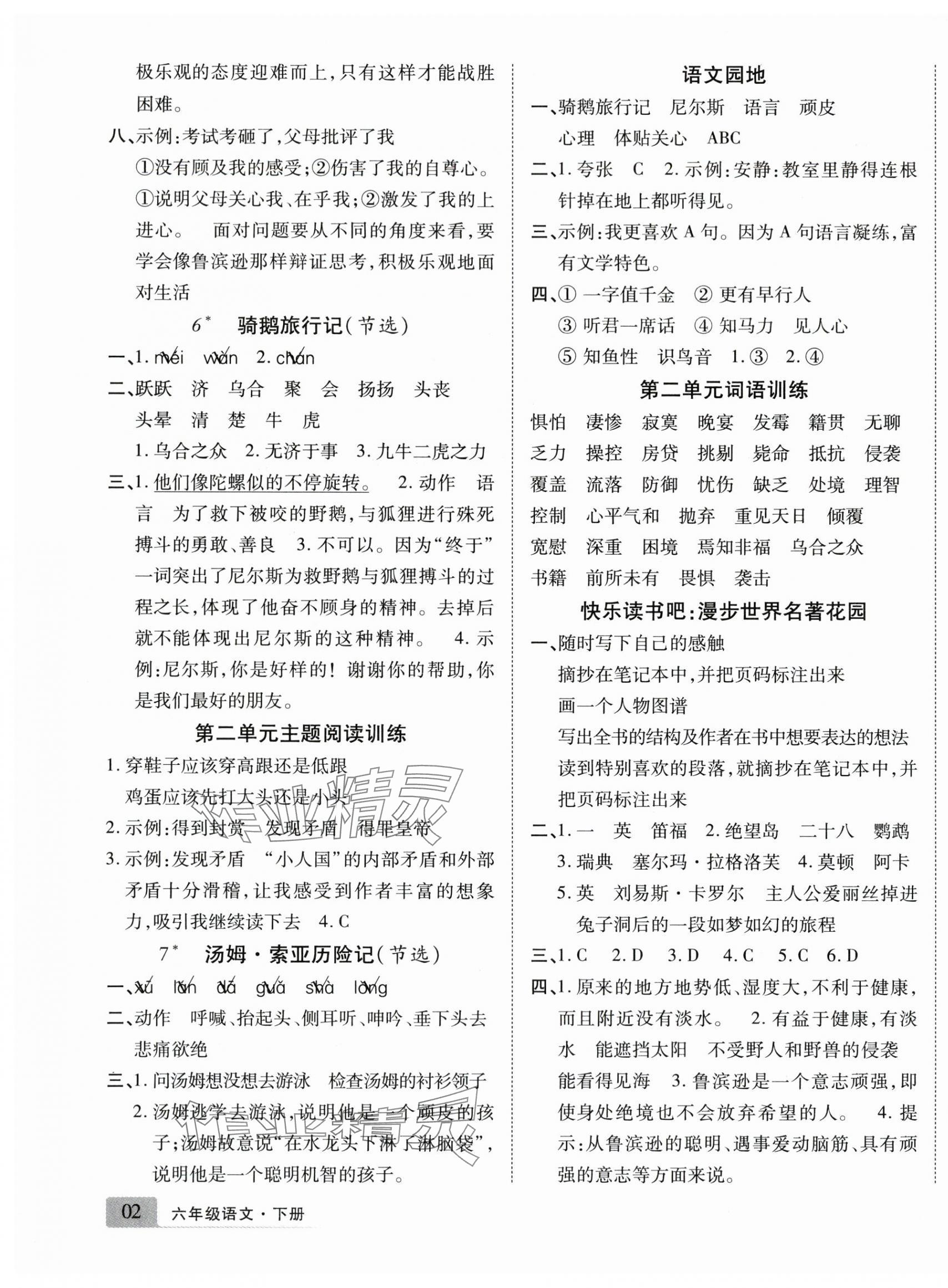 2025年學(xué)好語文課時作業(yè)優(yōu)化設(shè)計六年級語文下冊人教版 第3頁