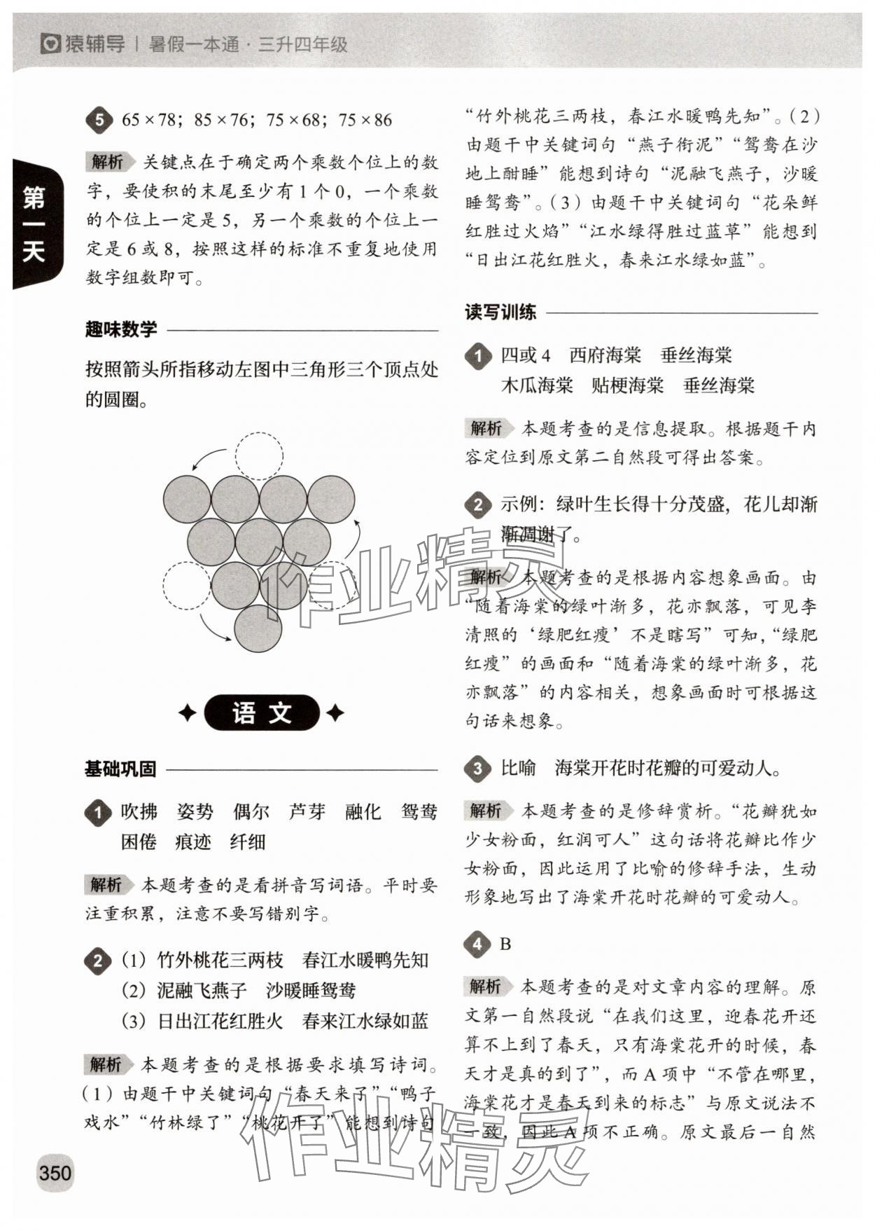 2025年猿辅导暑假一本通三年级 参考答案第2页