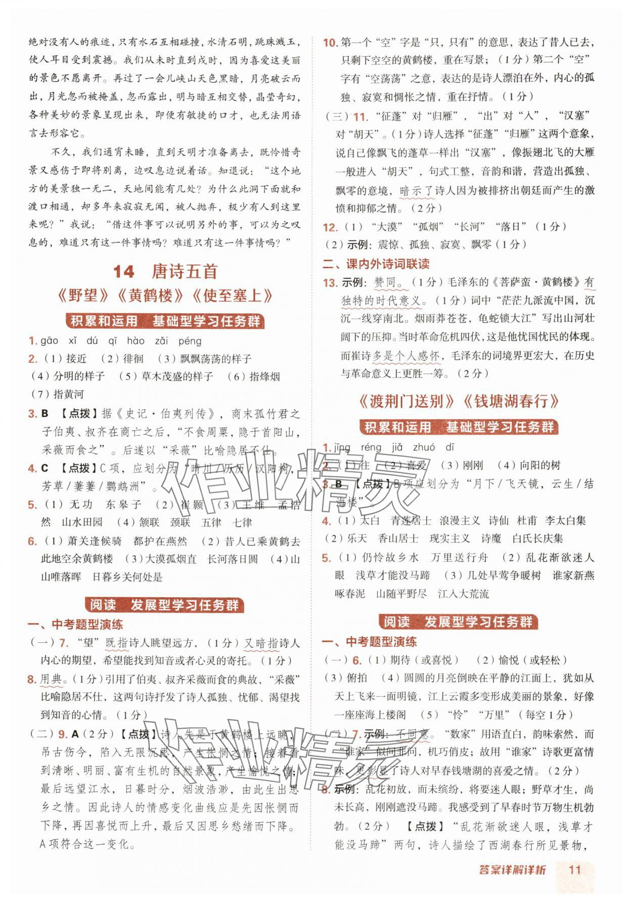 2025年综合应用创新题典中点八年级语文上册人教版陕西专版 参考答案第11页