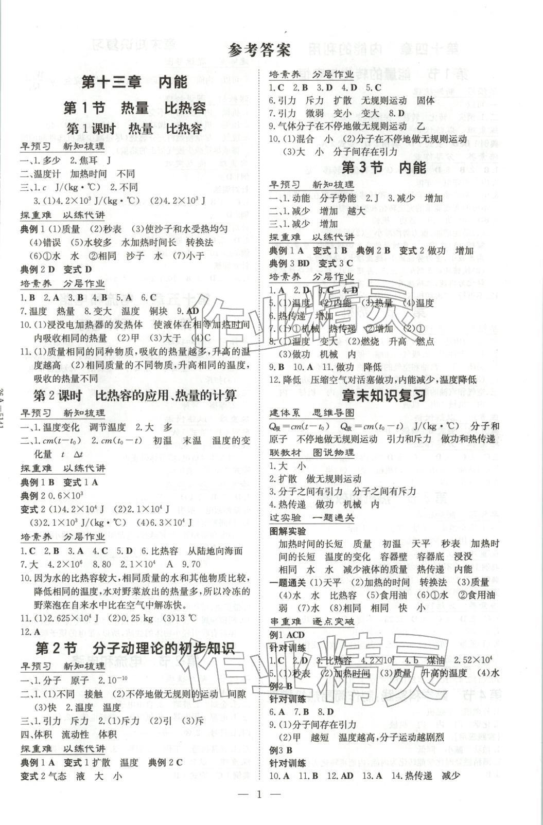 2025年初中同步学习导与练九年级物理全一册人教版 第1页