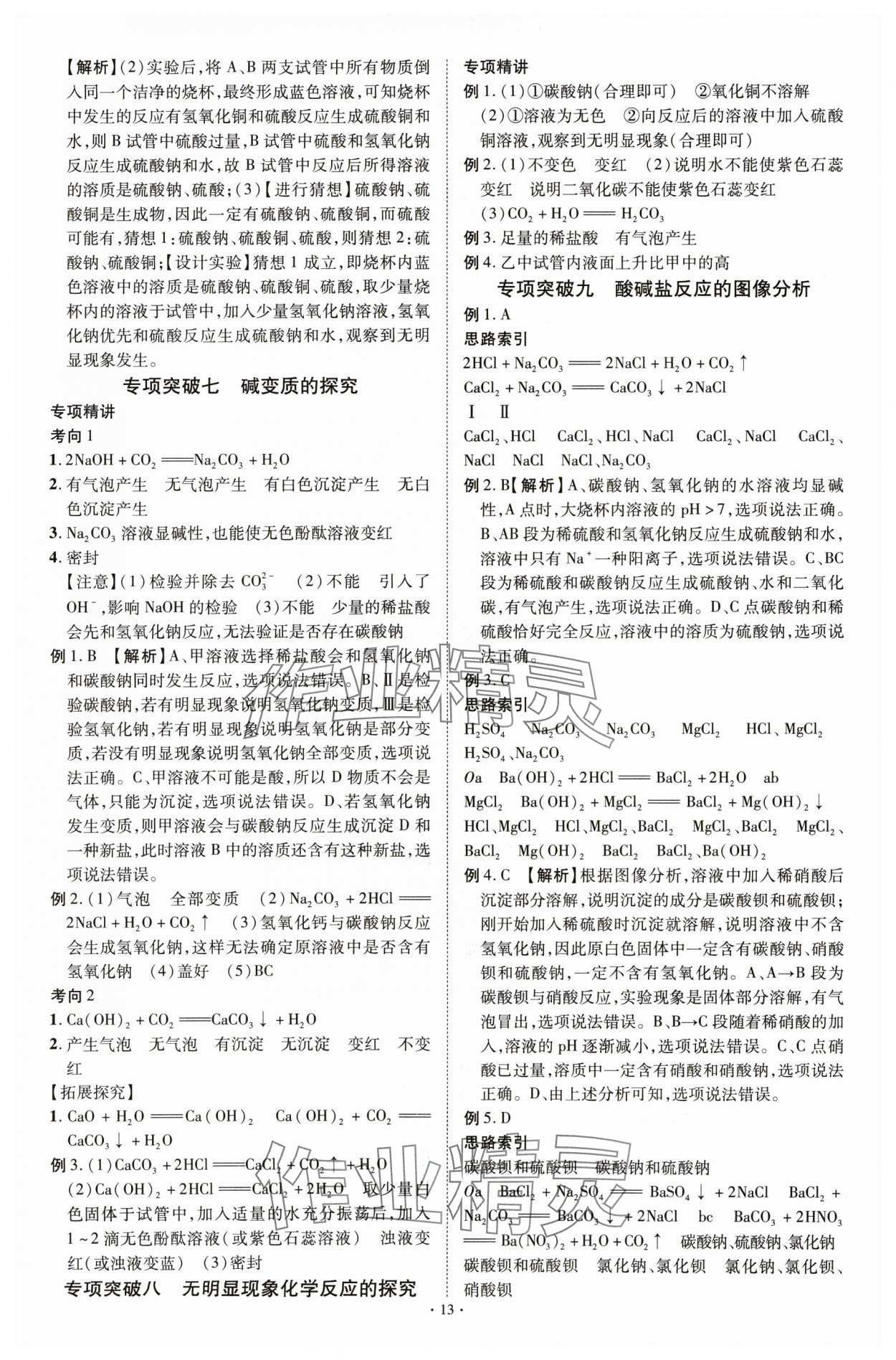 2025年中考必備云南美術出版社化學貴州專版 參考答案第13頁