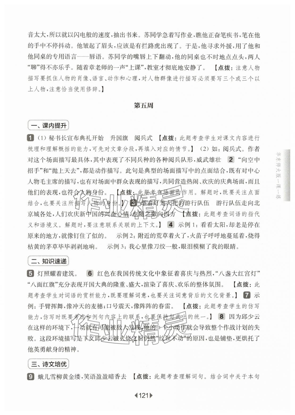 2025年華東師大版一課一練六年級語文上冊人教版五四制增強版 參考答案第11頁
