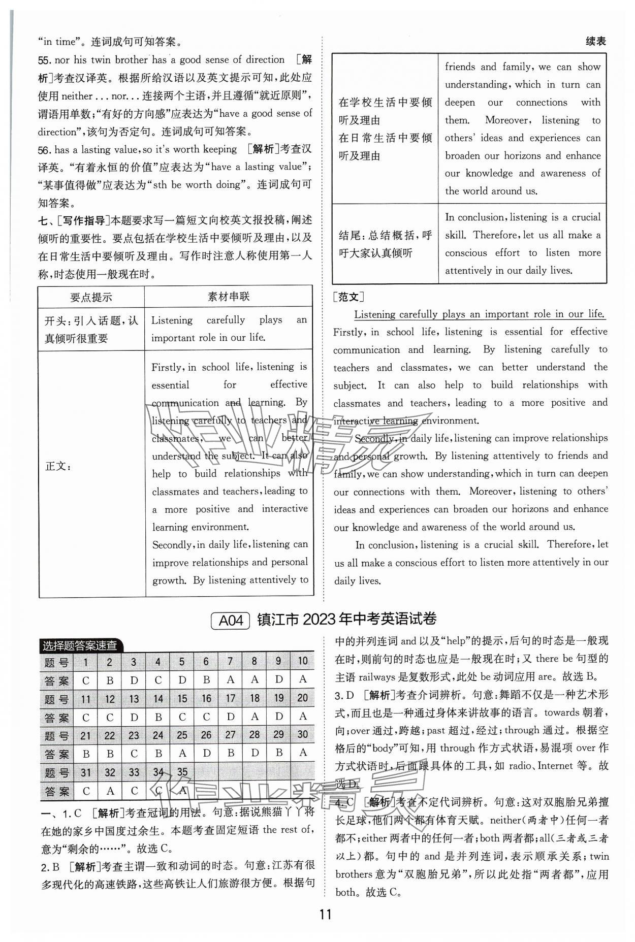 2024年江蘇13大市中考試卷精選英語 參考答案第11頁