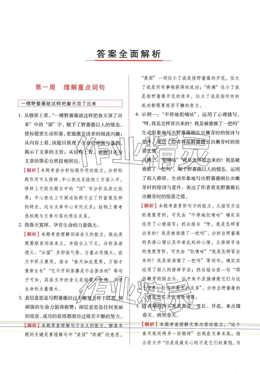 2024年閱讀力提升周周練六年級(jí)語(yǔ)文下冊(cè)人教版 參考答案第1頁(yè)