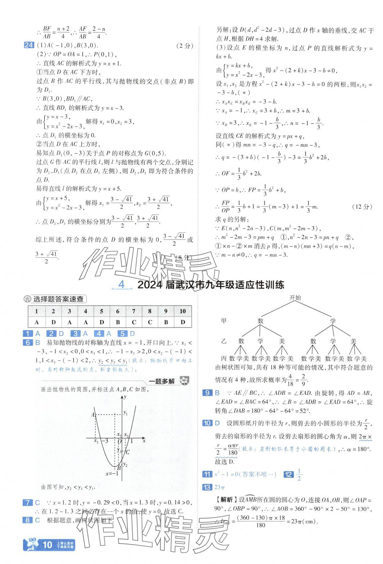 2025年金考卷中考45套匯編數(shù)學(xué)武漢專版 參考答案第10頁