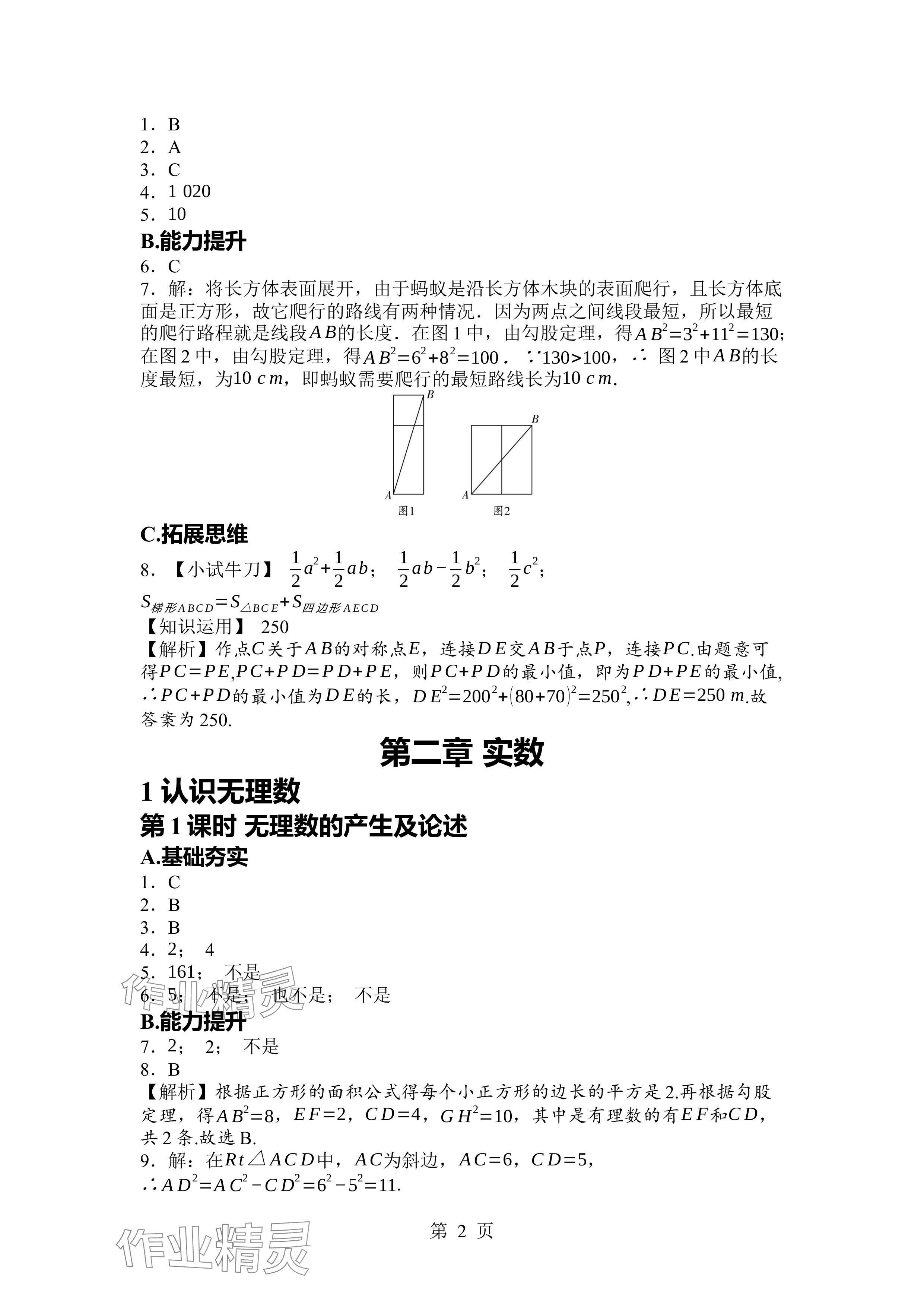 2024年廣東名師講練通八年級數(shù)學(xué)上冊北師大版深圳專版 參考答案第2頁
