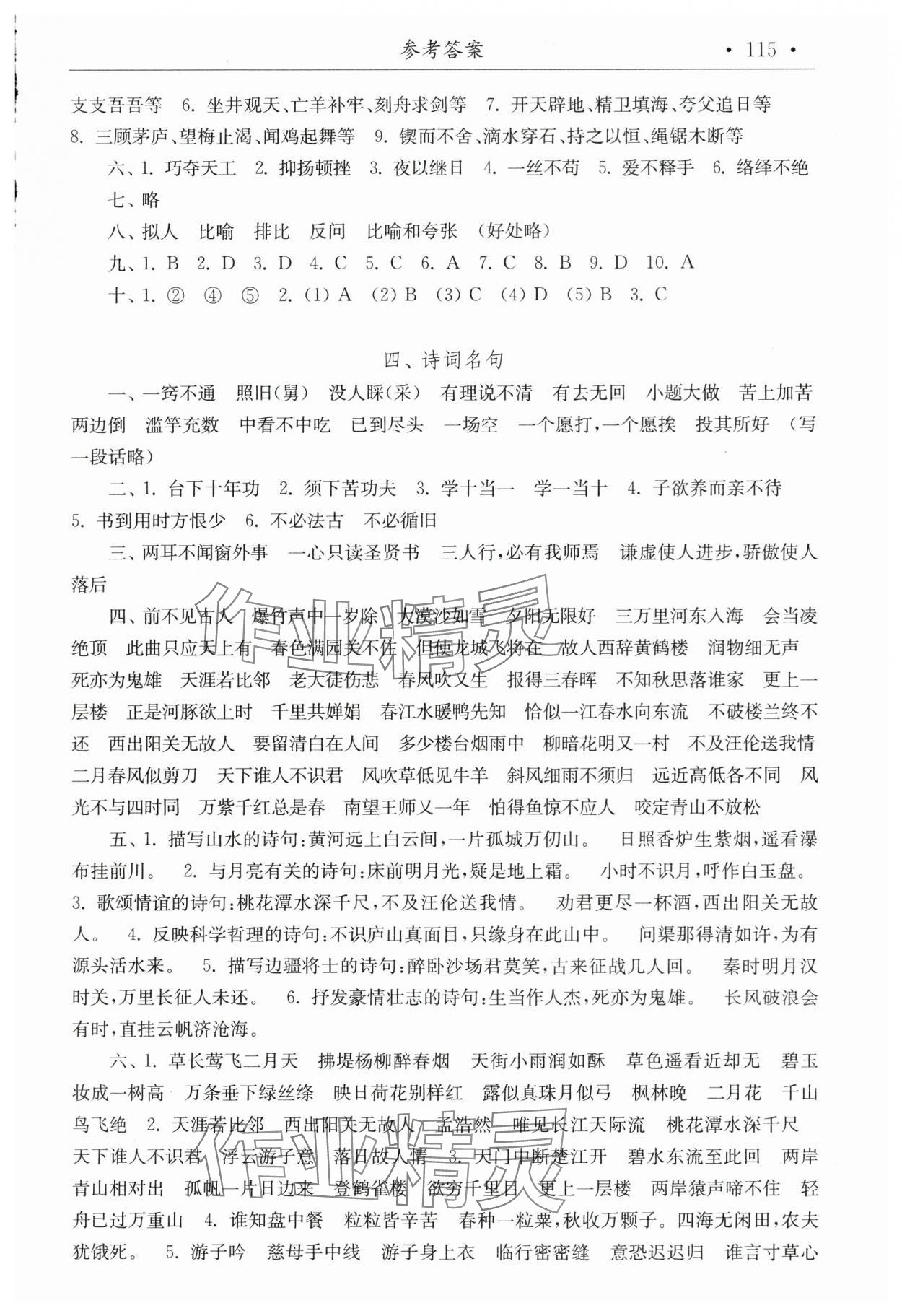 2024年小學畢業復習指導語文 參考答案第2頁