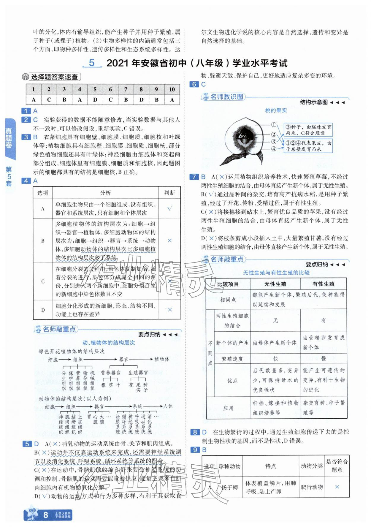 2026年金考卷45套汇编生物安徽专版&nbsp;参考答案第7页