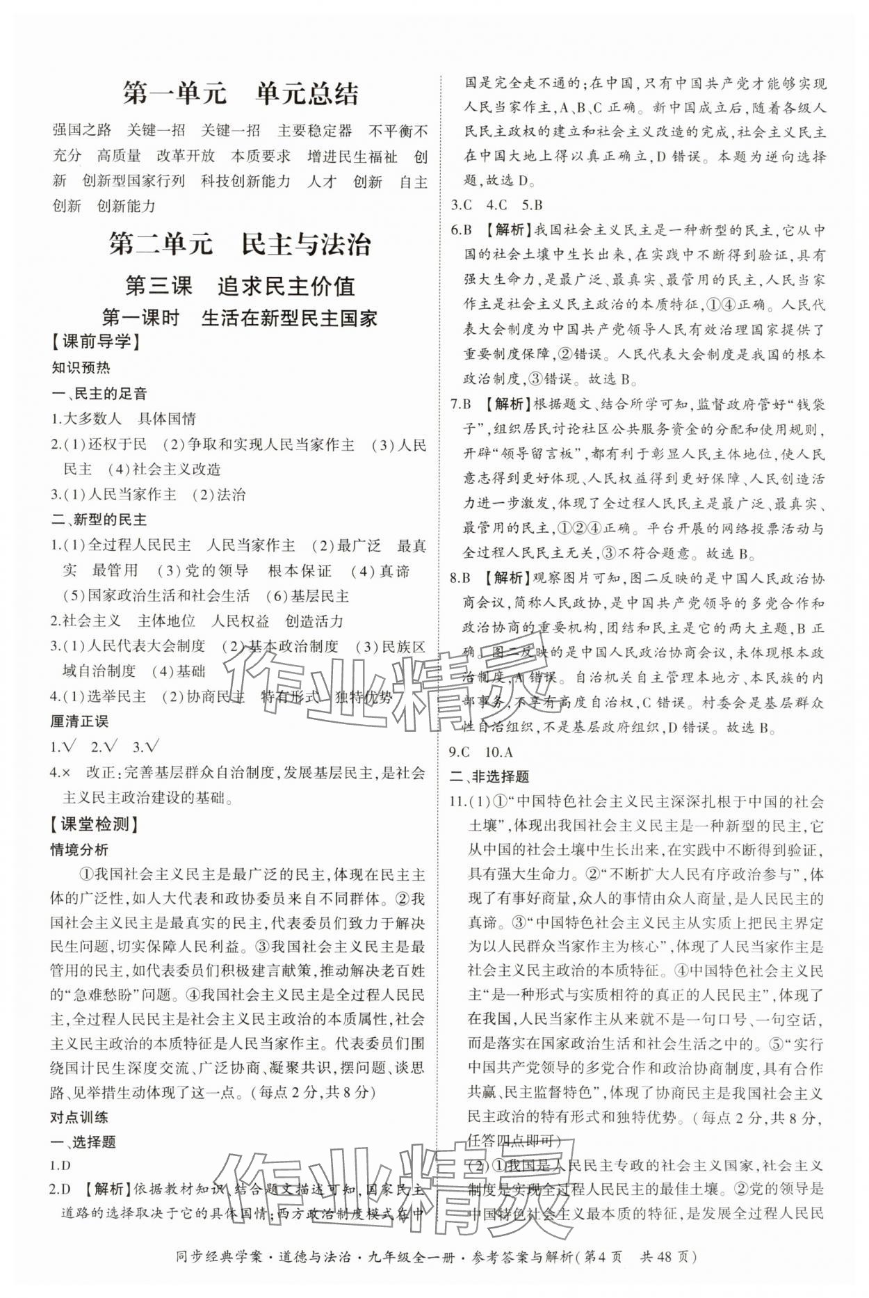 2025年同步經典學案九年級道德與法治全一冊人教版 第4頁