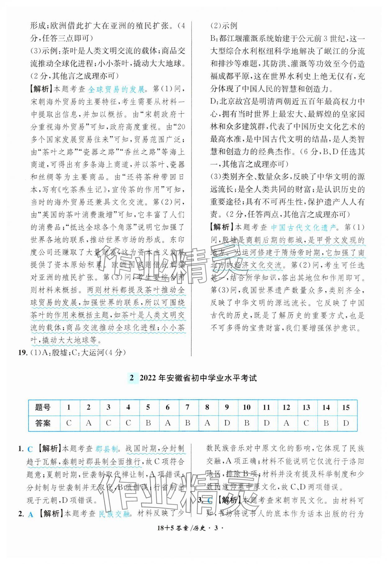 2024年中考試題精編安徽師范大學出版社歷史人教版安徽專版 第3頁