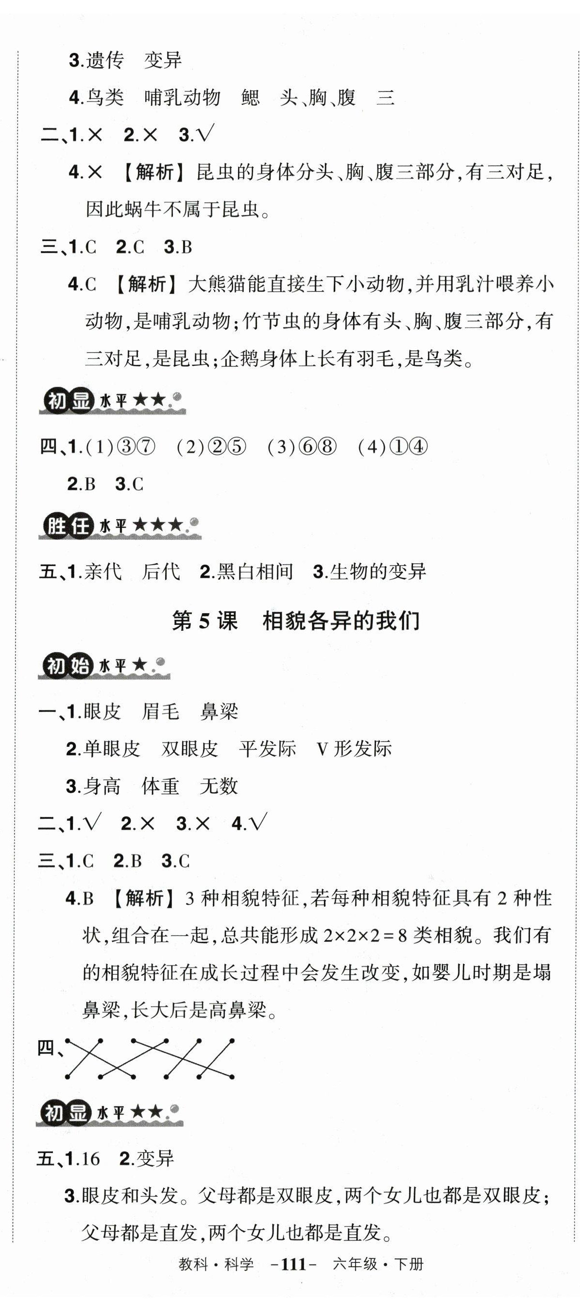 2024年状元成才路创优作业100分六年级科学下册教科版 第8页