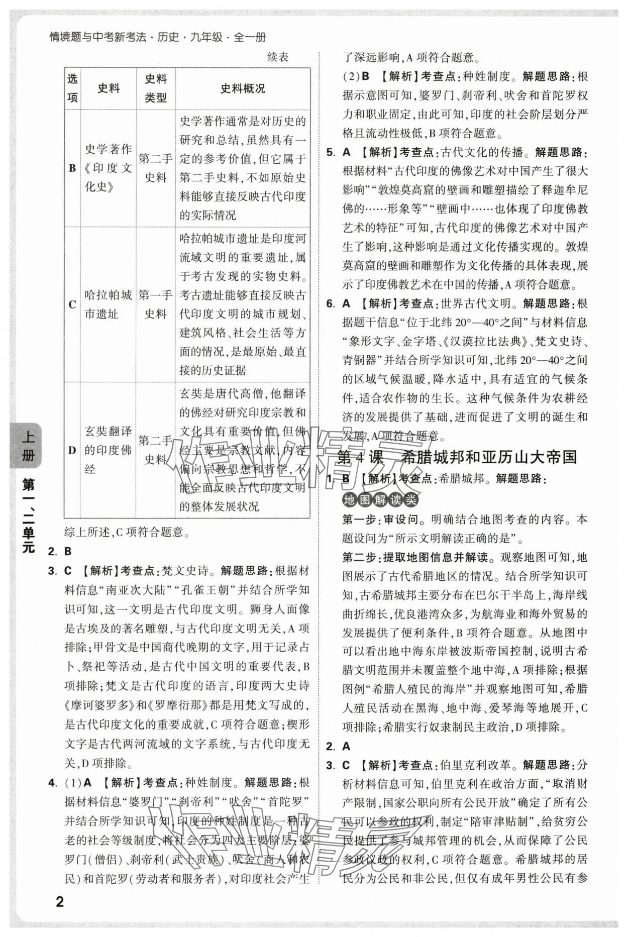 2025年万唯中考情境题九年级历史全一册人教版 参考答案第2页
