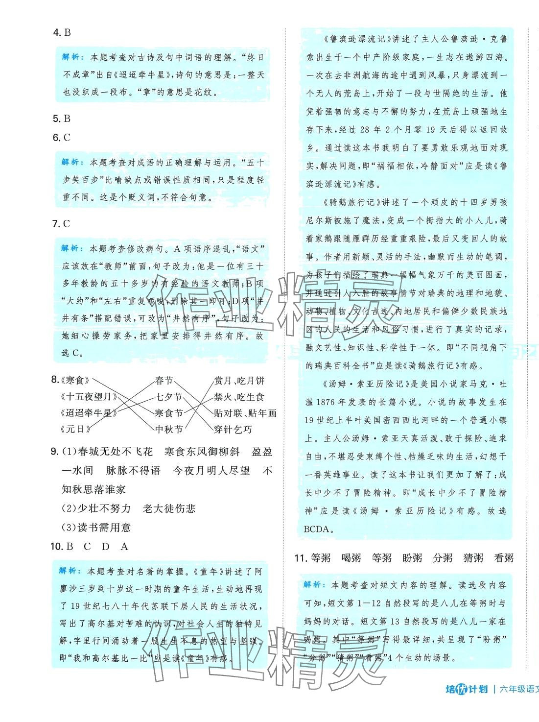 2024年培優(yōu)計(jì)劃延邊大學(xué)出版社六年級(jí)語(yǔ)文下冊(cè)人教版 第9頁(yè)