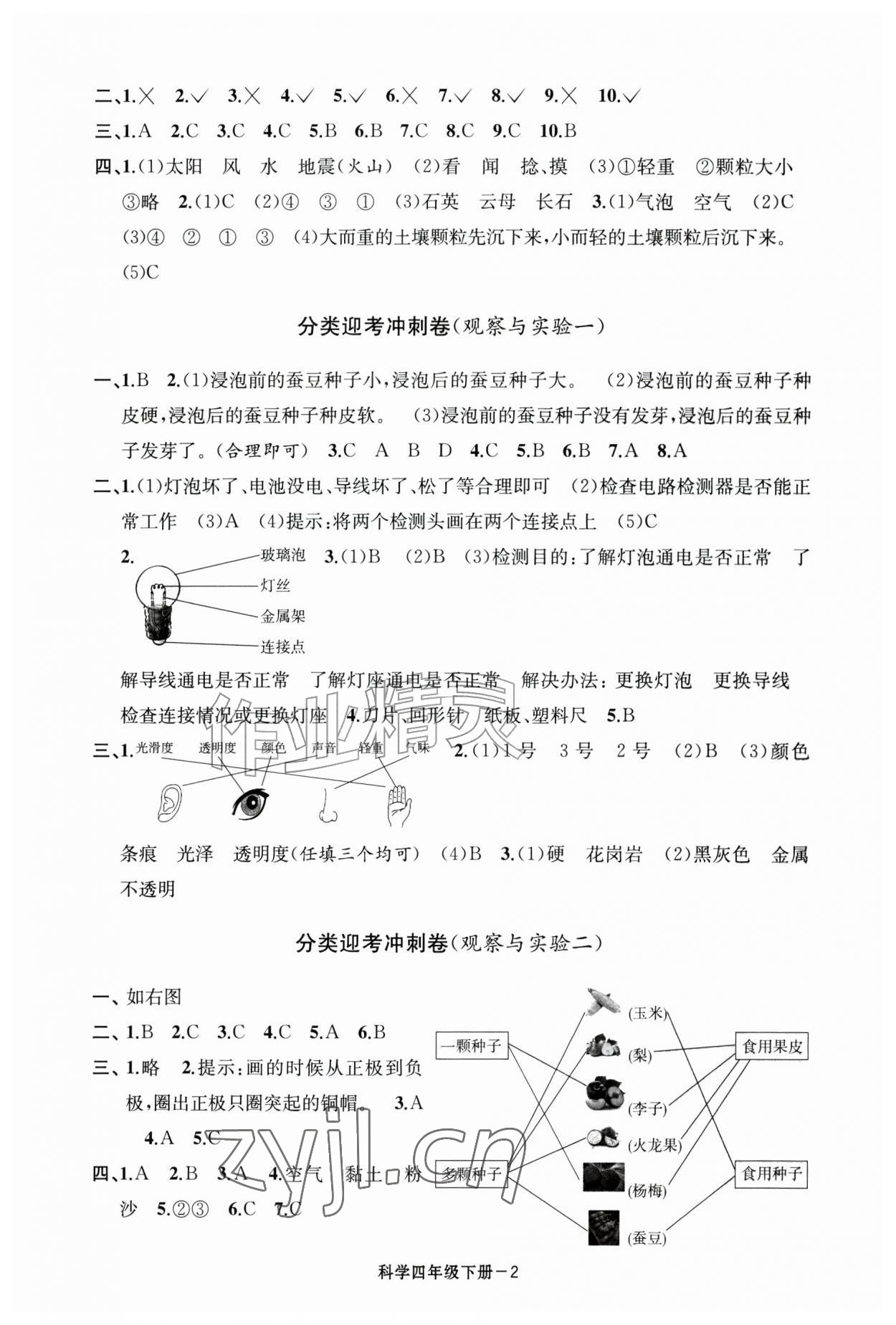 2026年浙江各地期末迎考卷四年级科学下册教科版&nbsp;第2页