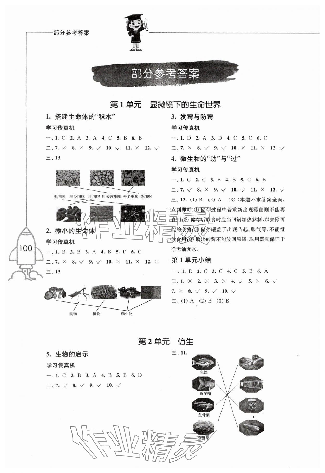 2024年小学科学习作五年级科学下册苏教版 参考答案第1页