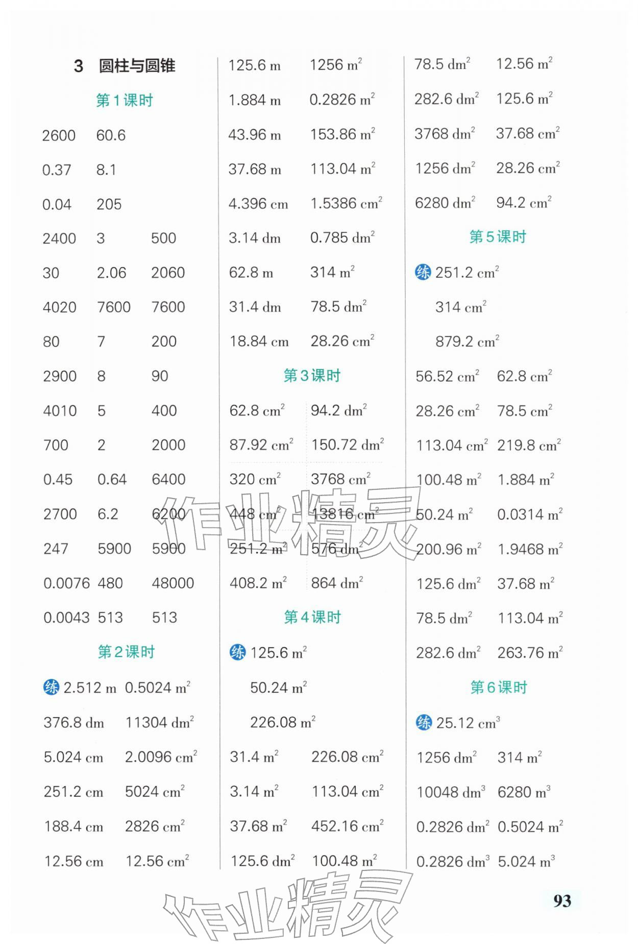 2026年小学学霸口算六年级数学下册人教版&nbsp;第3页