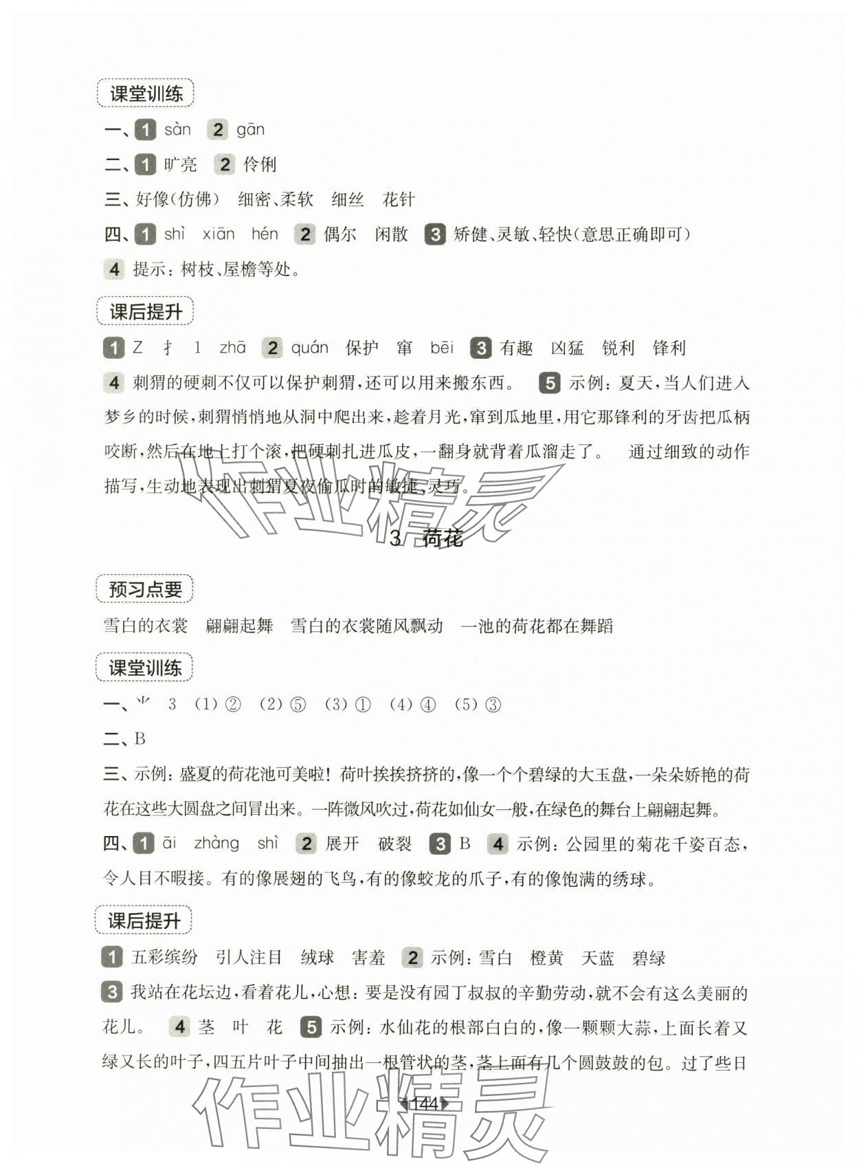2025年华东师大版一课一练三年级语文下册人教版五四制 参考答案第2页
