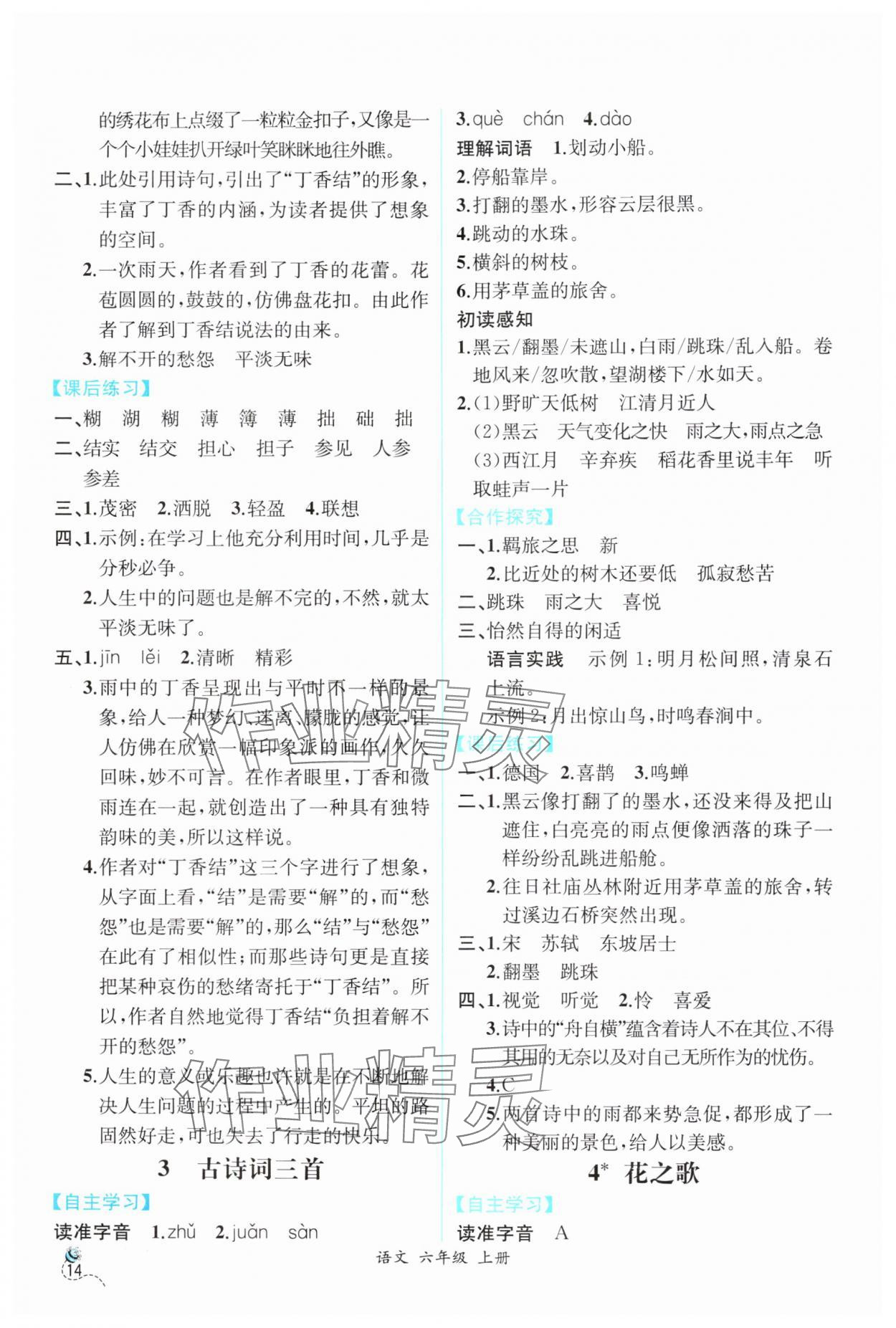 2025年人教金学典同步解析与测评六年级语文上册人教版云南专版 第2页