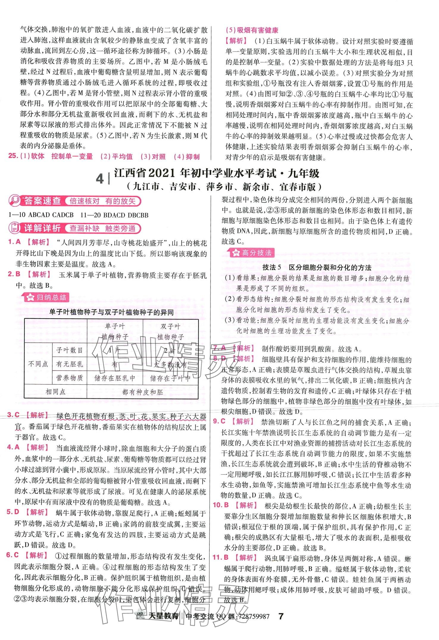 2024年金考卷中考45套匯編生物江西專版 第9頁