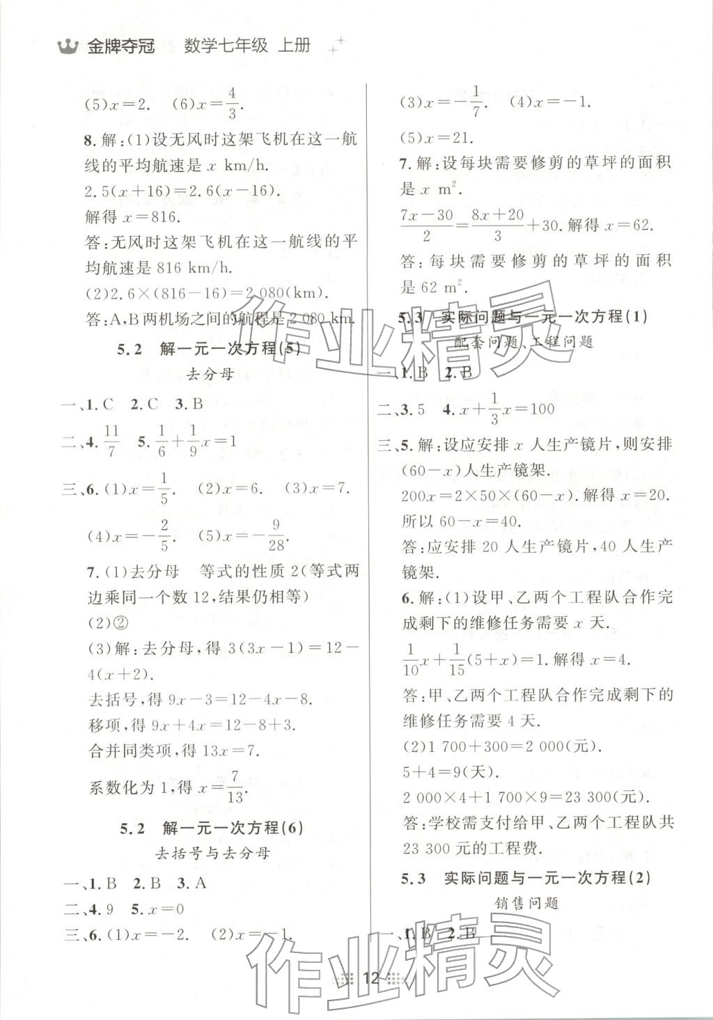 2025年點石成金金牌奪冠七年級數(shù)學(xué)上冊人教版遼寧專版&nbsp;第12頁