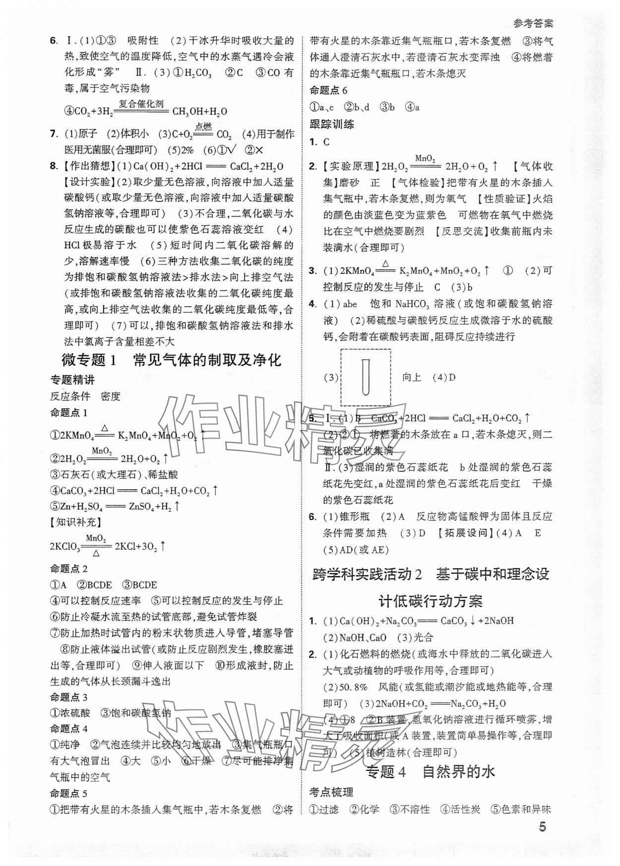 2025年萬唯中考試題研究化學(xué)人教版遼寧專版 參考答案第5頁