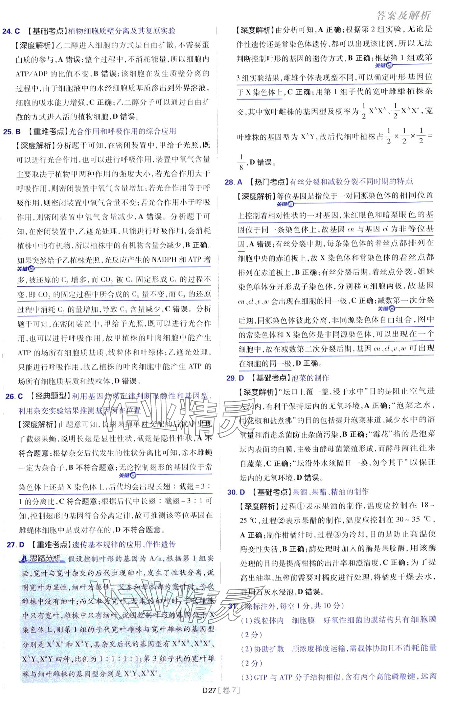 2024年高考必刷卷開明出版社高中生物通用版 第27頁