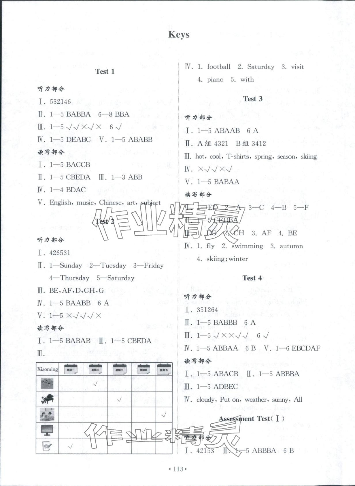 2025年同步练习册配套检测卷四年级英语上册鲁教版五四制 参考答案第1页