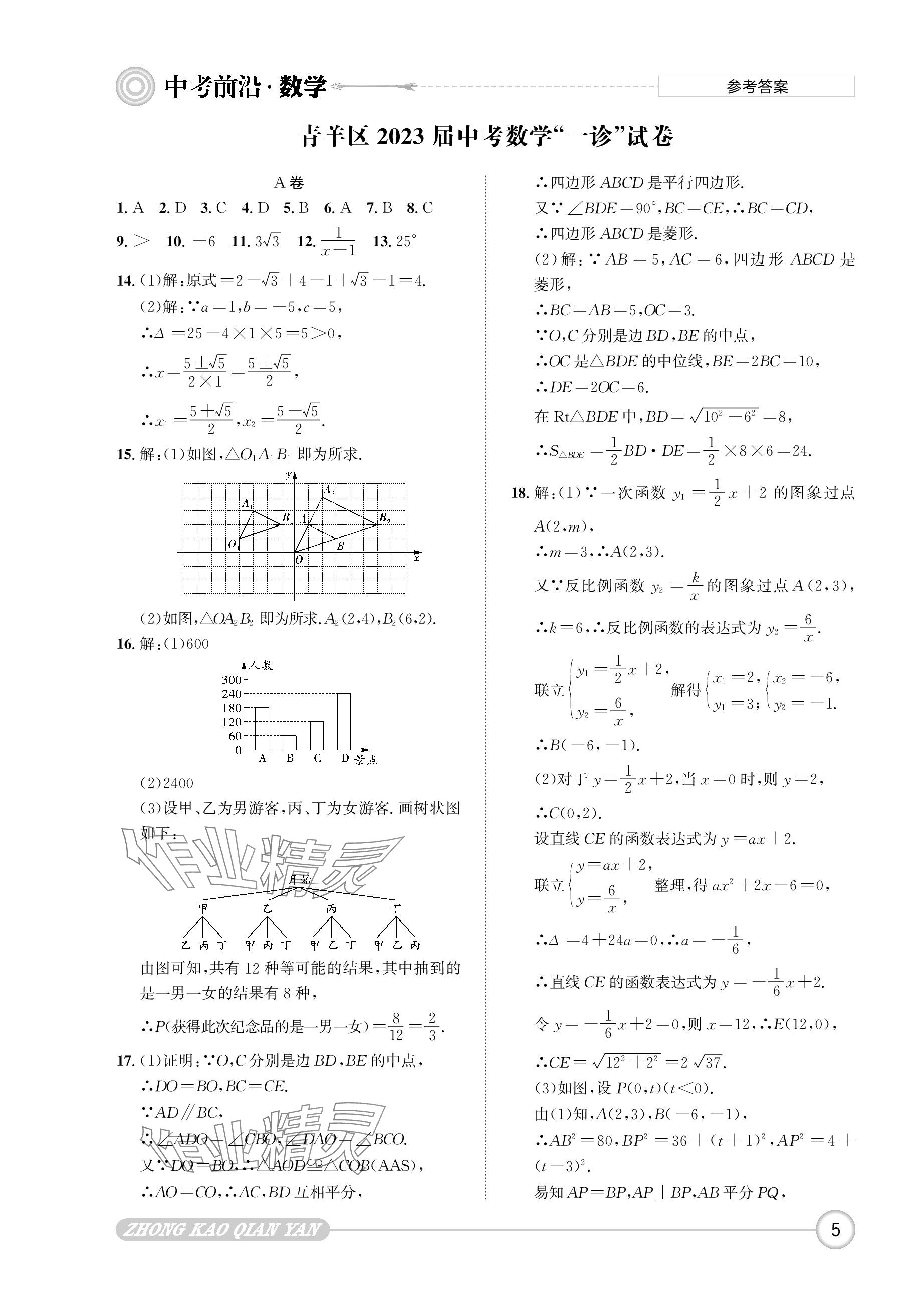 2024年中考前沿數(shù)學 參考答案第5頁