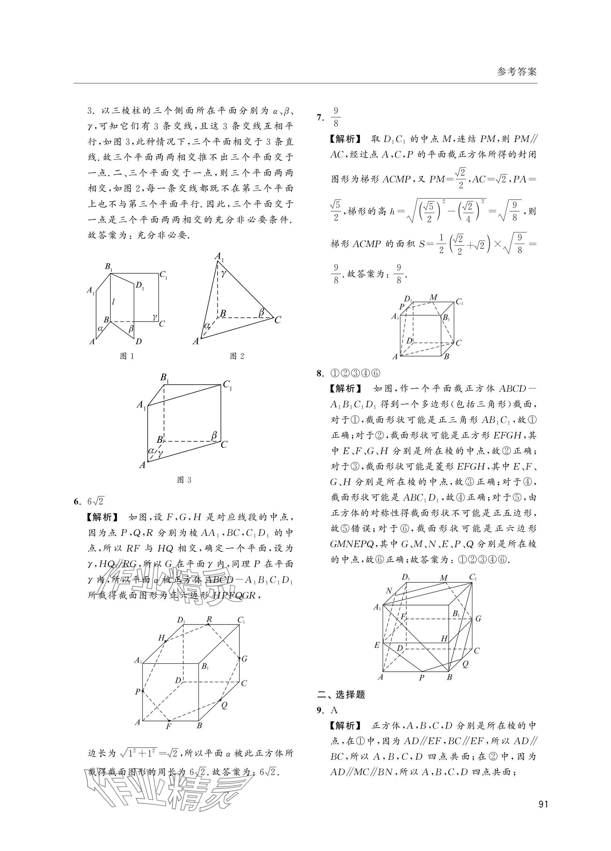 2025年上海雙新寒假作業(yè)高二數(shù)學(xué)滬教版 參考答案第3頁