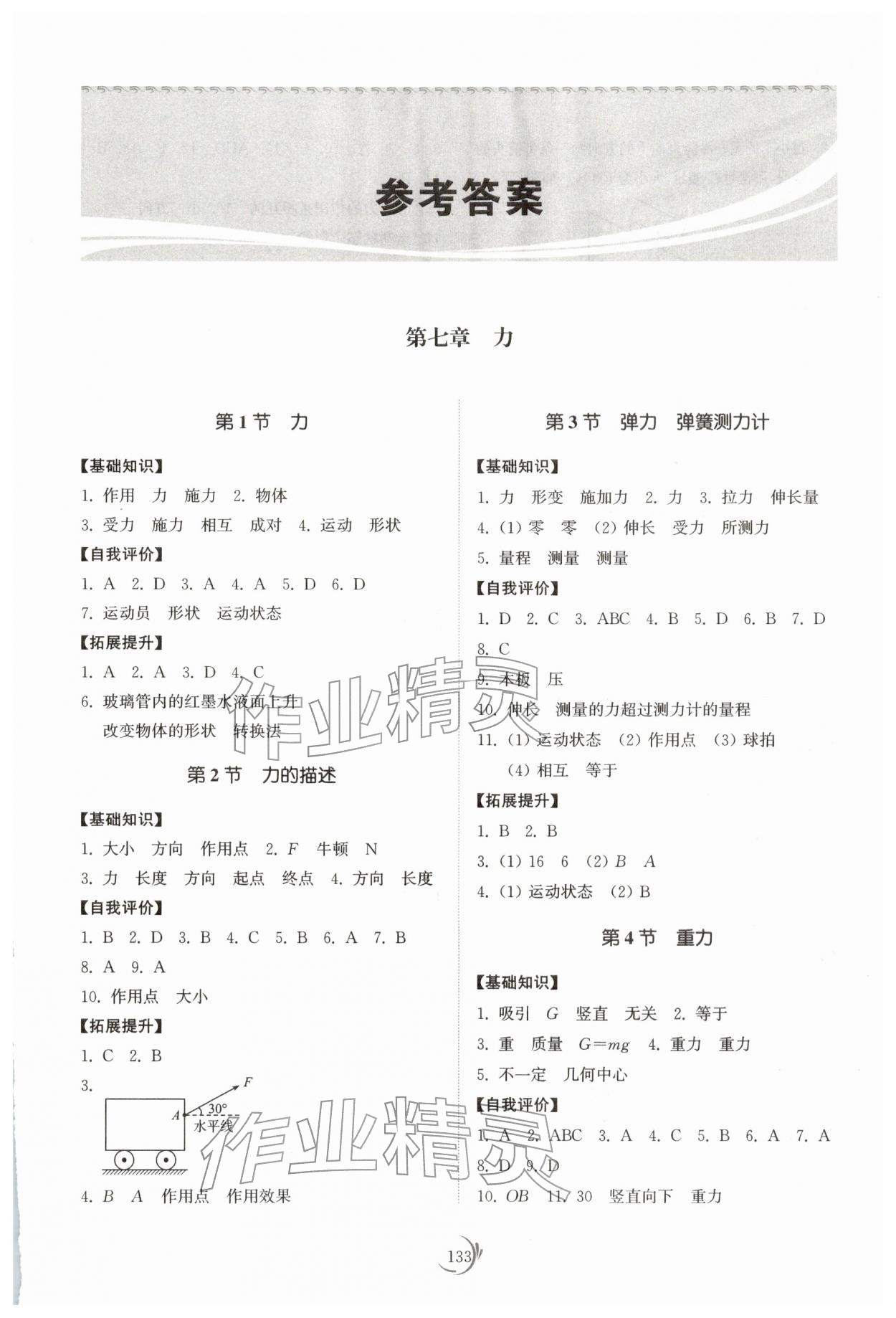 2026年同步練習(xí)冊(cè)山東科學(xué)技術(shù)出版社八年級(jí)物理下冊(cè)教科版&nbsp;參考答案第1頁(yè)