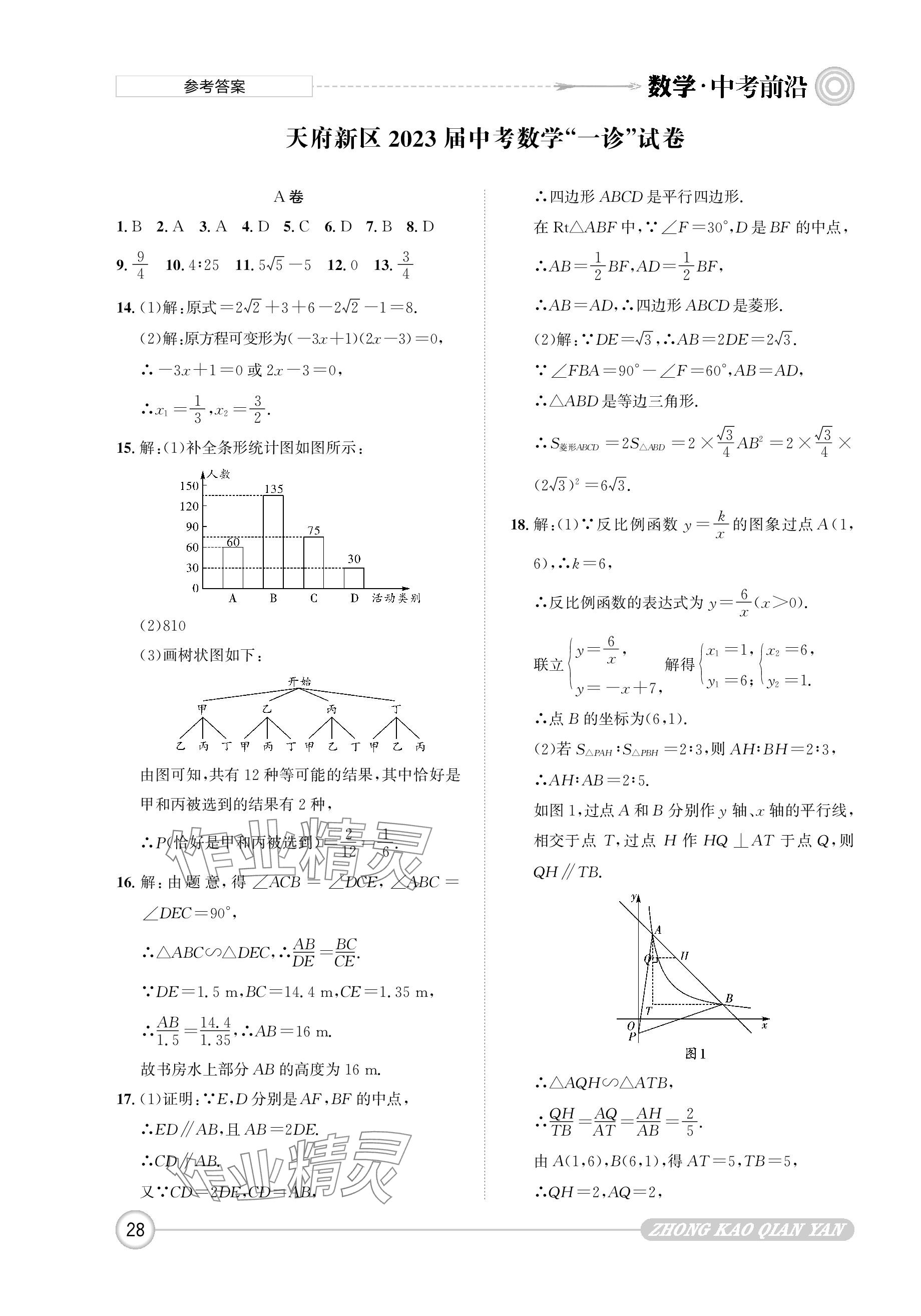 2024年中考前沿?cái)?shù)學(xué) 參考答案第28頁