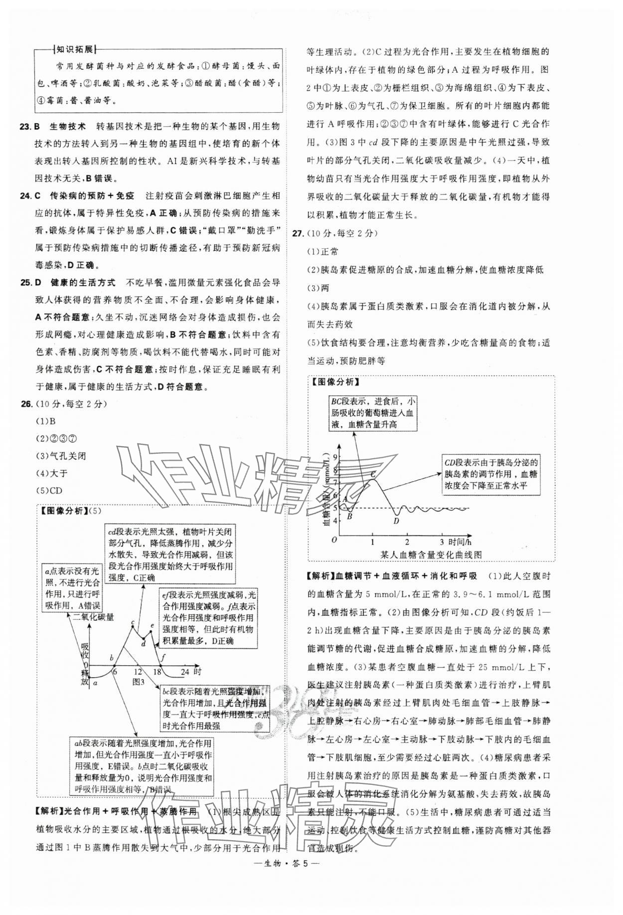 2024年天利38套中考試題精選生物湖南專版 參考答案第5頁(yè)